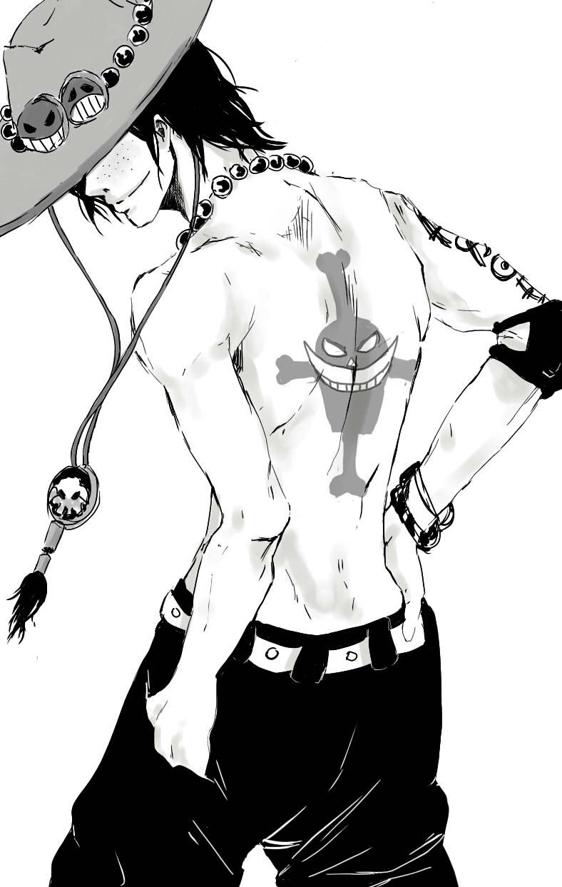 One Piece, Ace, pencil sketch, SD Phone Wallpaper