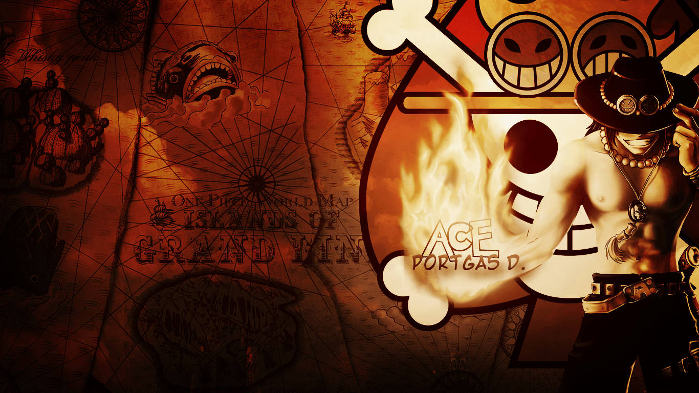 One Piece, Ace, pirate logo, HD Desktop Wallpaper