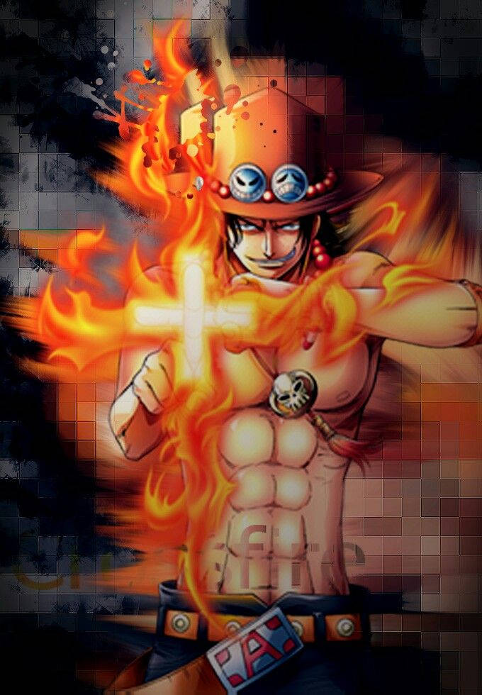 One Piece Ace, burning cross, skull hat, SD Phone Wallpaper