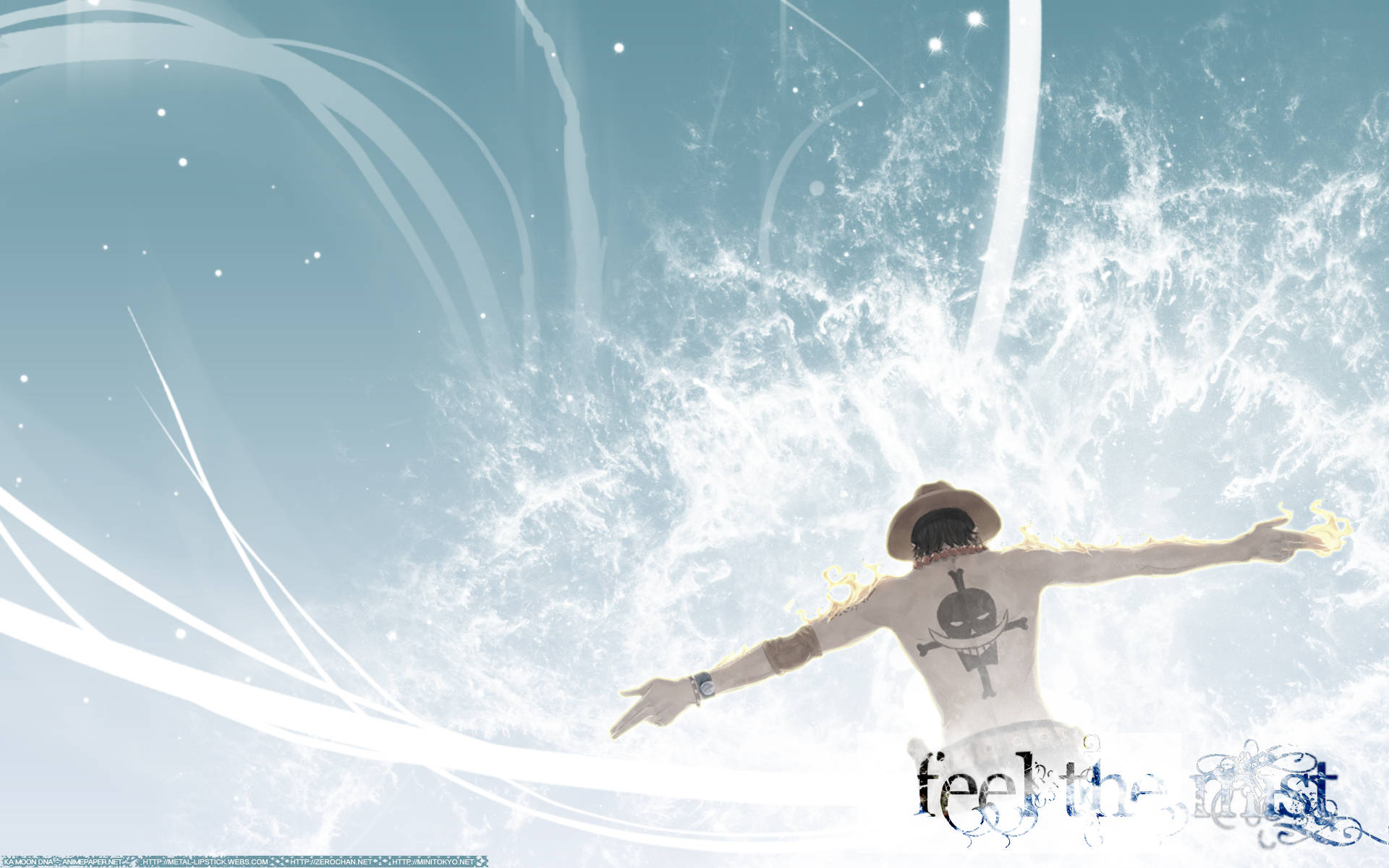 One Piece Ace, crashing waves, cosmic sky, Full HD Desktop Wallpaper