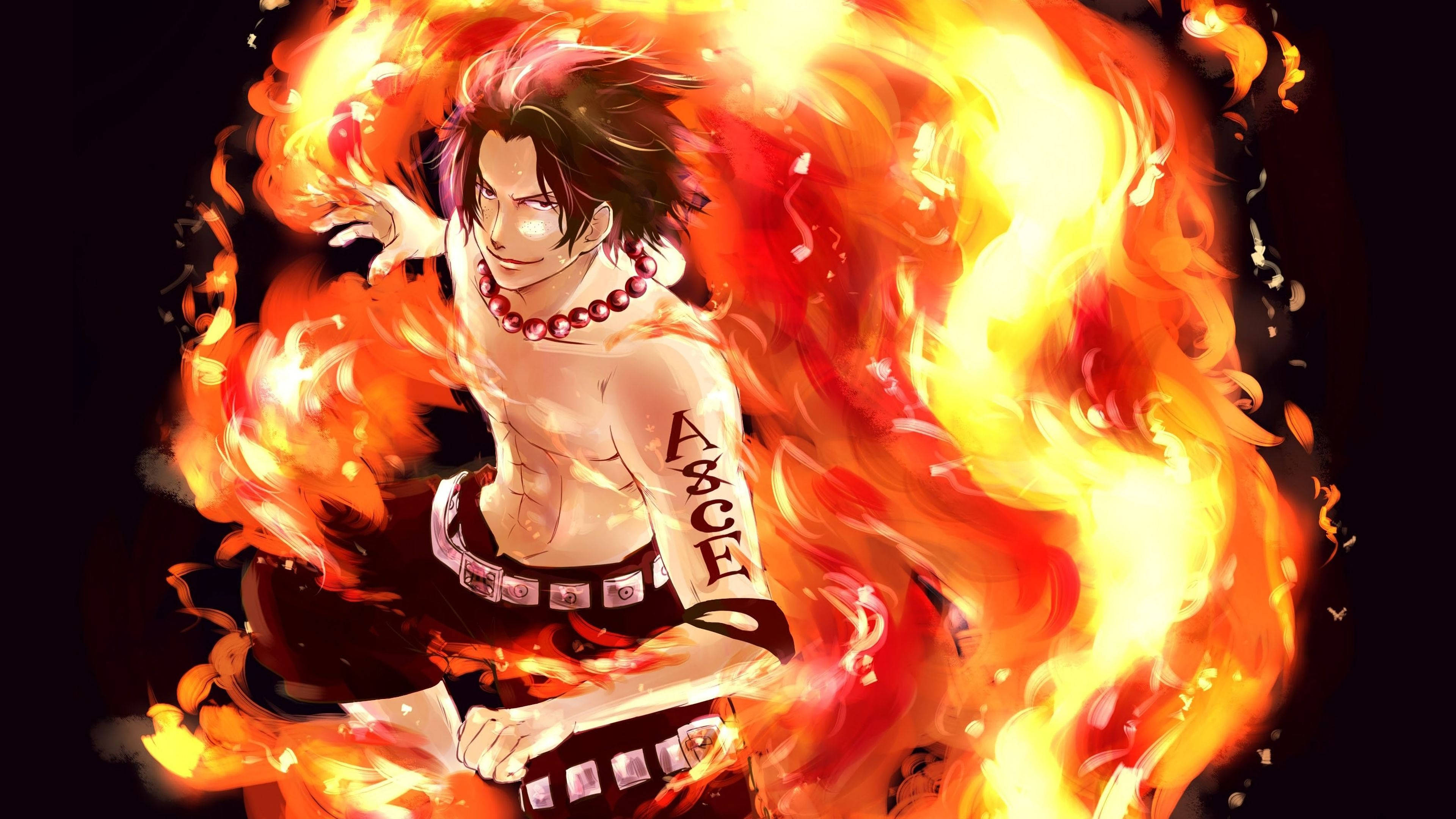 One Piece Ace, fire summoner, spiky hair, 4K Desktop Wallpaper