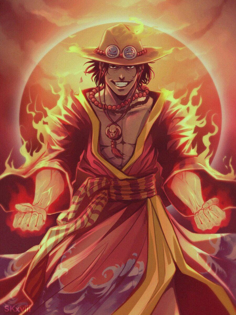 One Piece Ace, fire robe, red robe, SD Phone Wallpaper