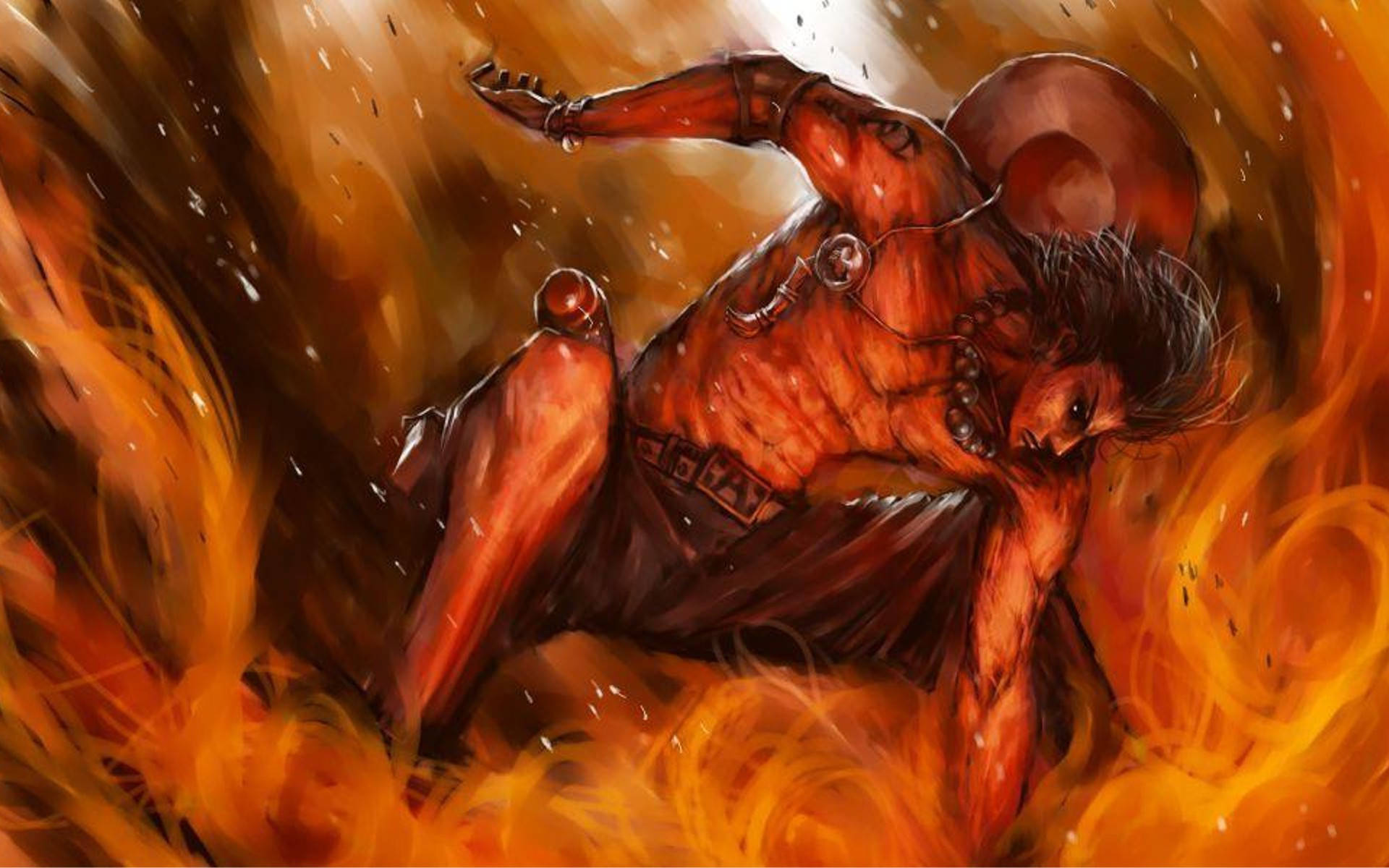 One Piece, Ace, fiery orange flames, Full HD Desktop Wallpaper
