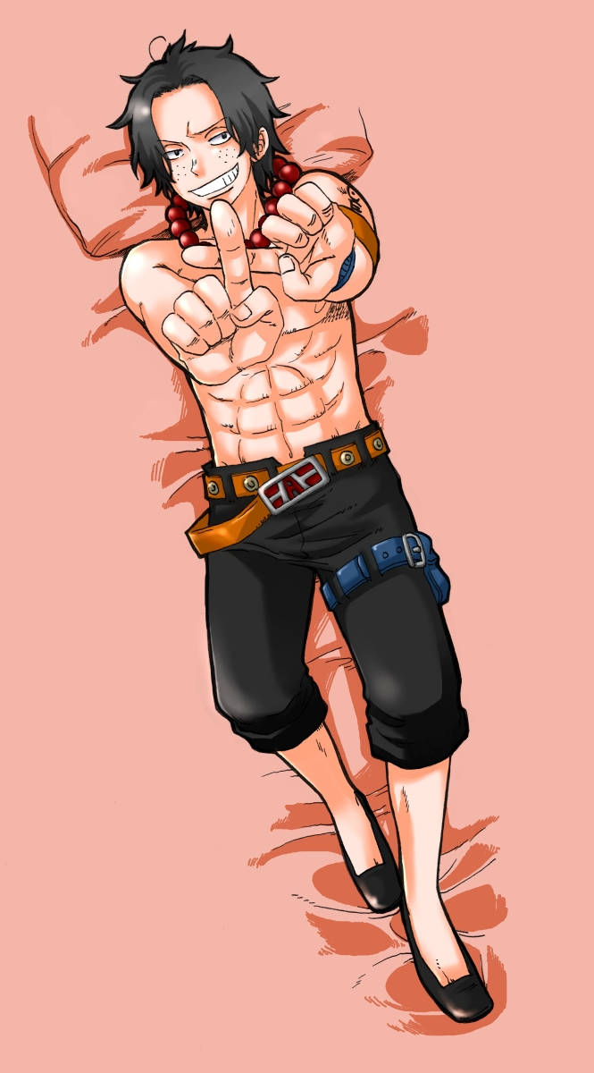One Piece Ace, black hair, red beads, SD Phone Wallpaper