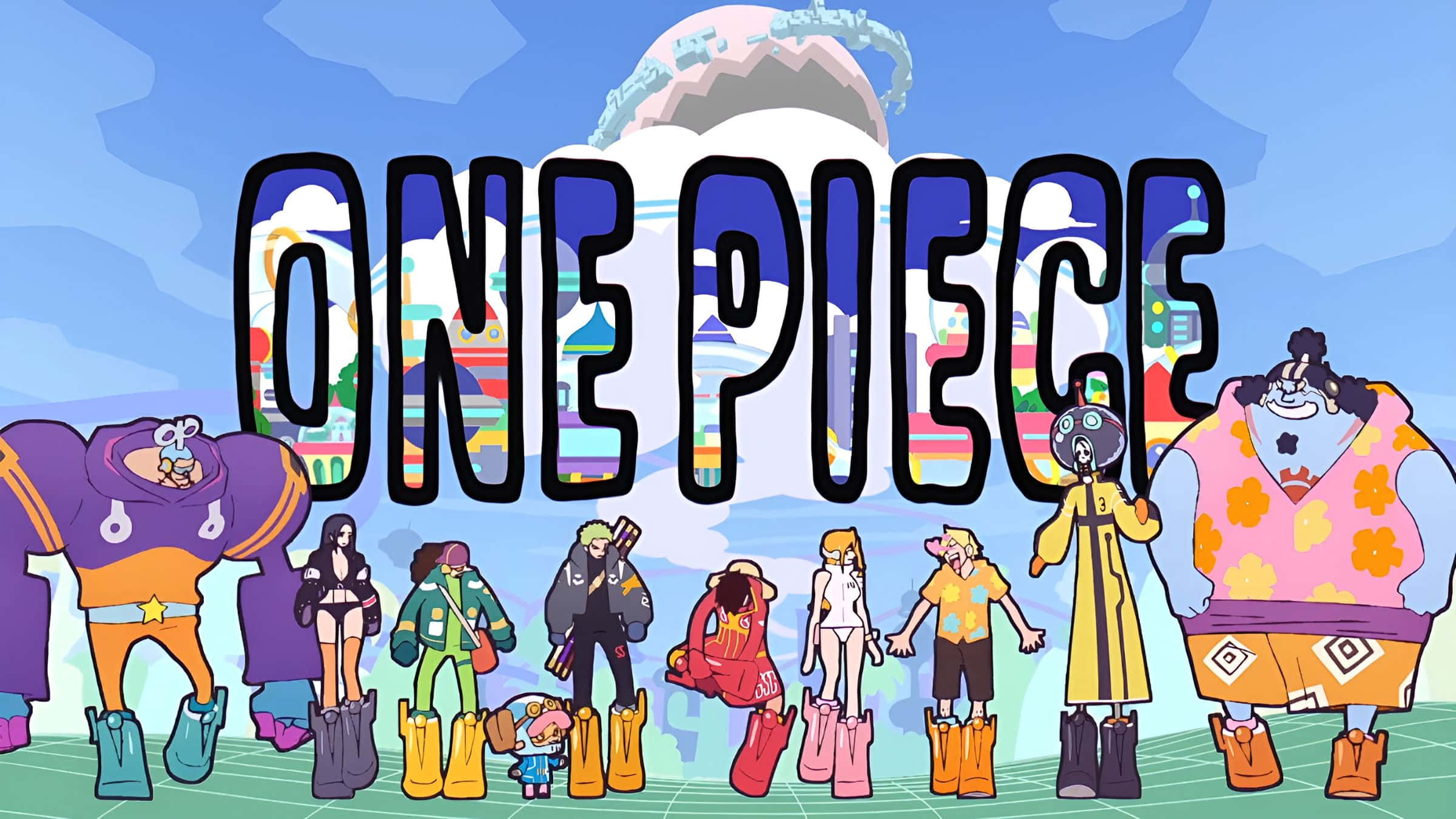 One Piece Anime, cartoon characters, show's title, Full HD Desktop Wallpaper