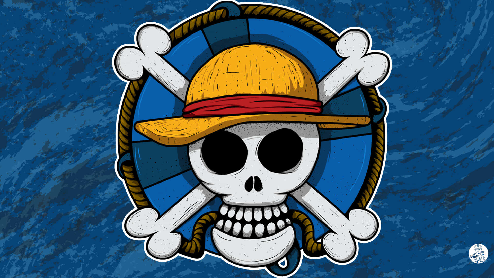 One Piece Anime, straw hat logo, cartoon skull, Full HD Desktop Wallpaper