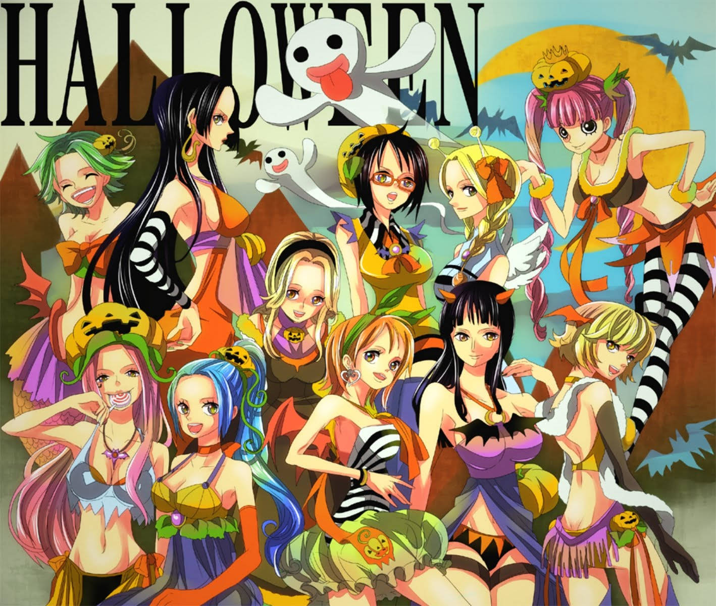 One Piece Anime, Halloween-themed, anime illustration, HD Desktop Wallpaper