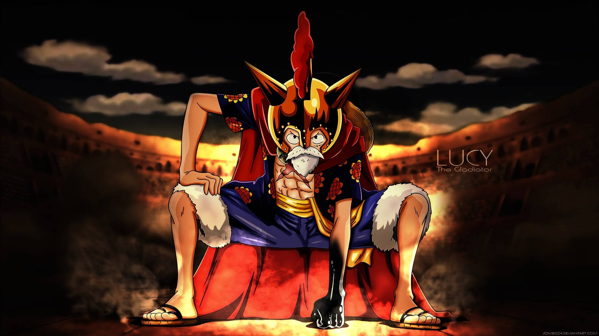 One Piece, anime warrior, red plume, Full HD Desktop Wallpaper