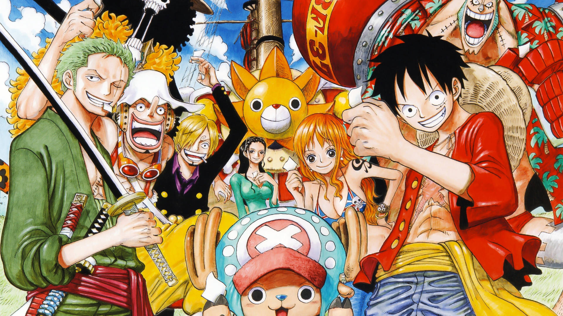 One Piece, main characters, anime group, Full HD Desktop Wallpaper