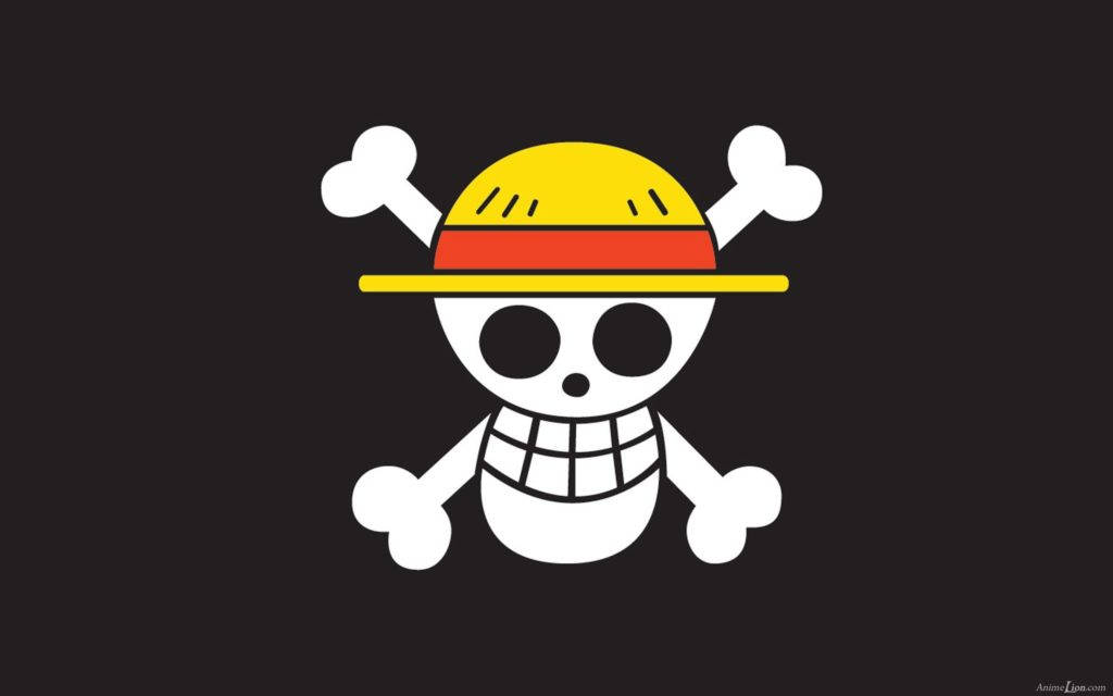 One Piece, white skull, yellow hat, SD Desktop Wallpaper