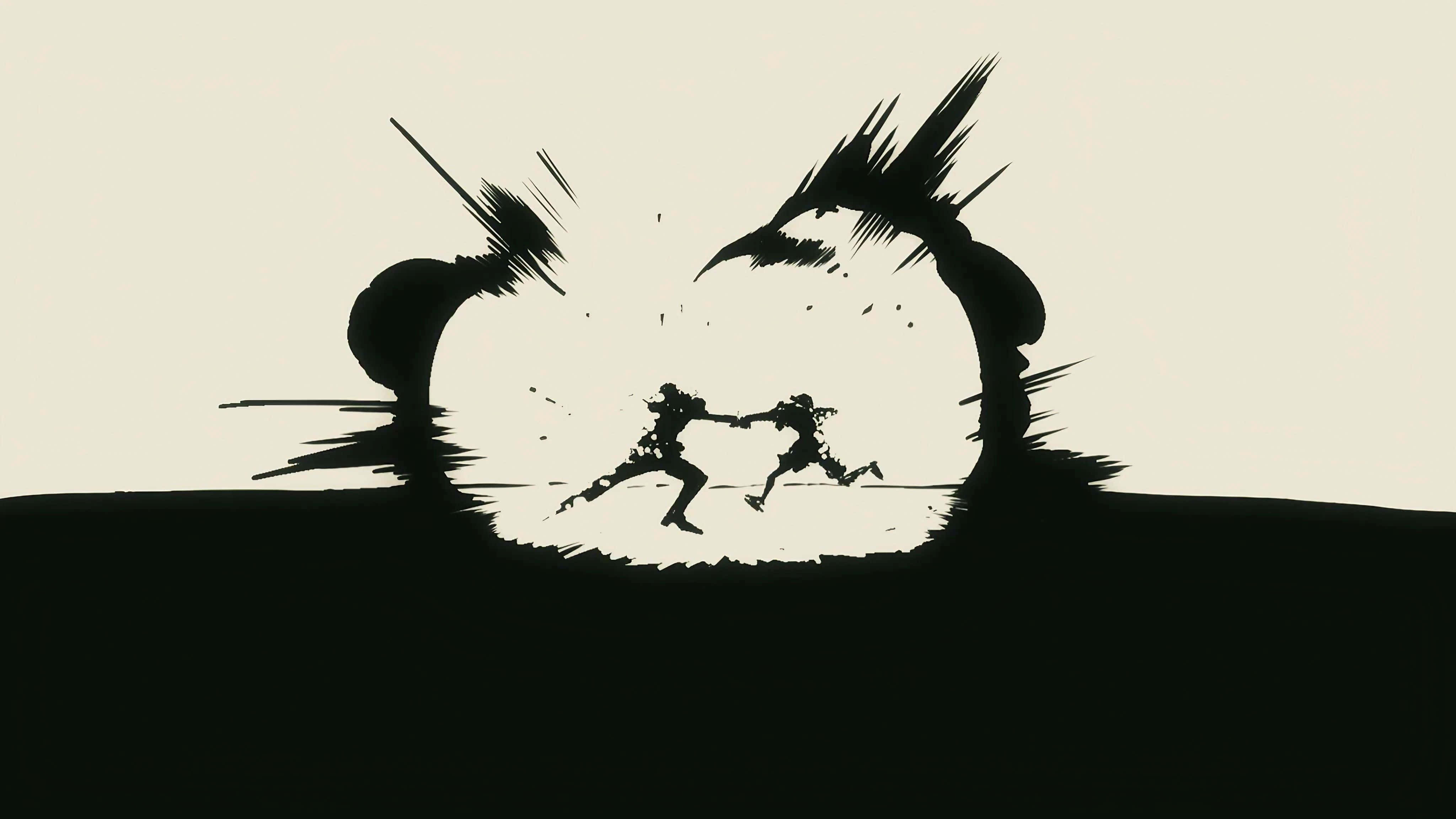 One Piece, silhouette, jagged explosion, 4K Desktop Wallpaper