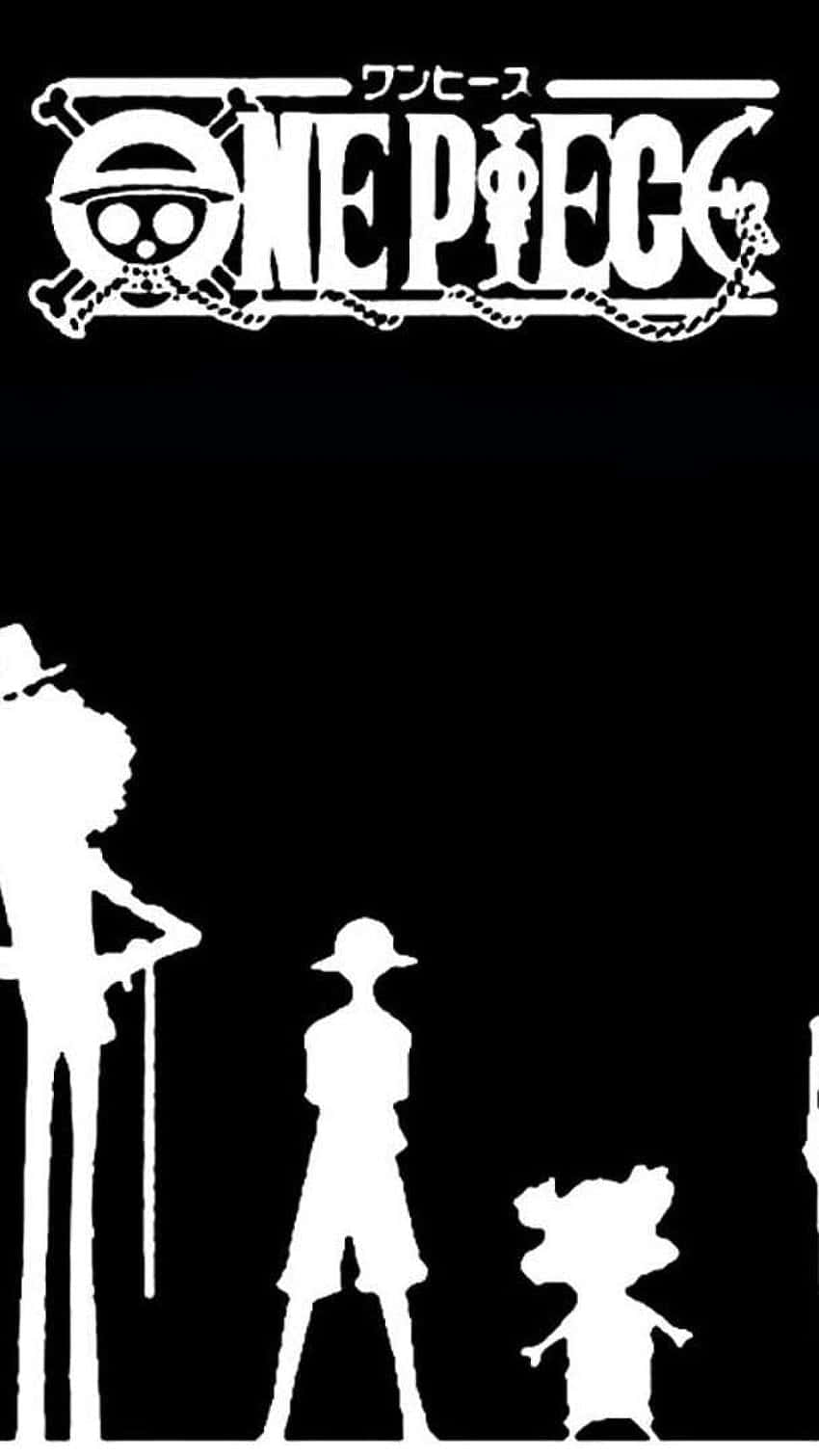 One Piece, skull and crossbones logo, white silhouettes, HD Phone Wallpaper