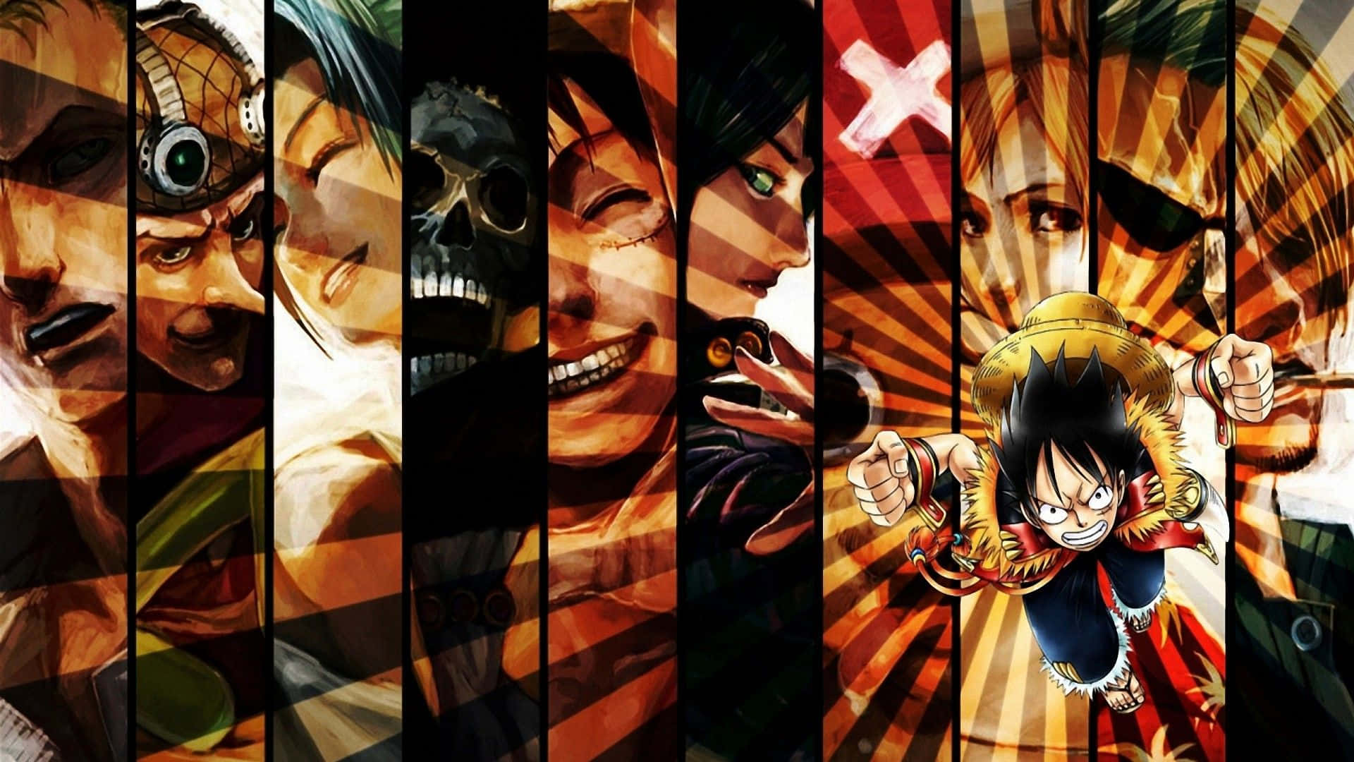 One Piece Chibi, 1920 x 1080, orange, Full HD Desktop Wallpaper
