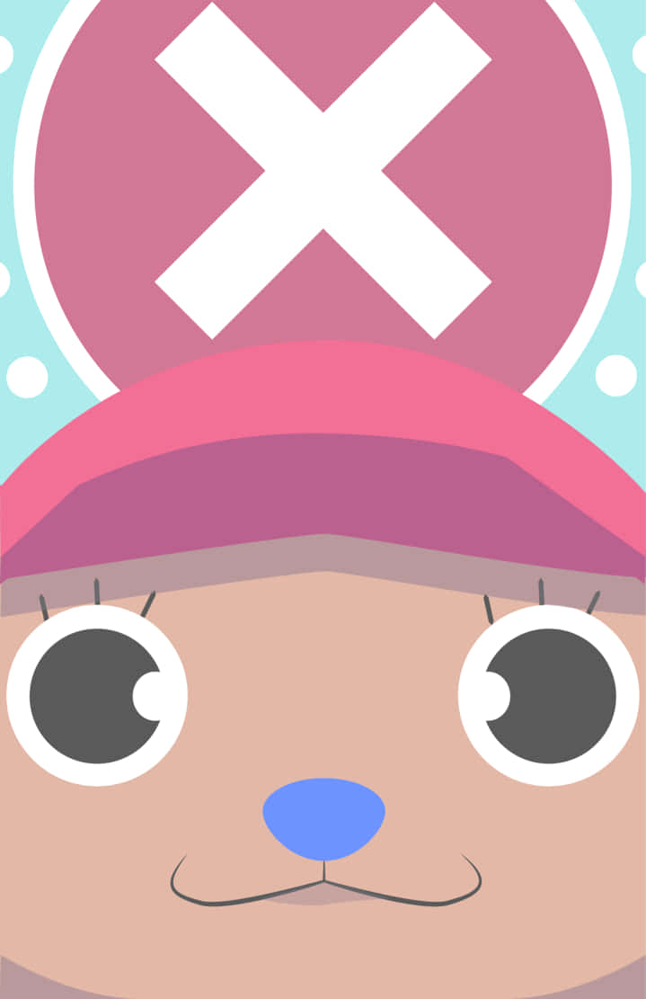 One Piece Chopper, pink hat, white X on a pink circle, SD Phone Wallpaper