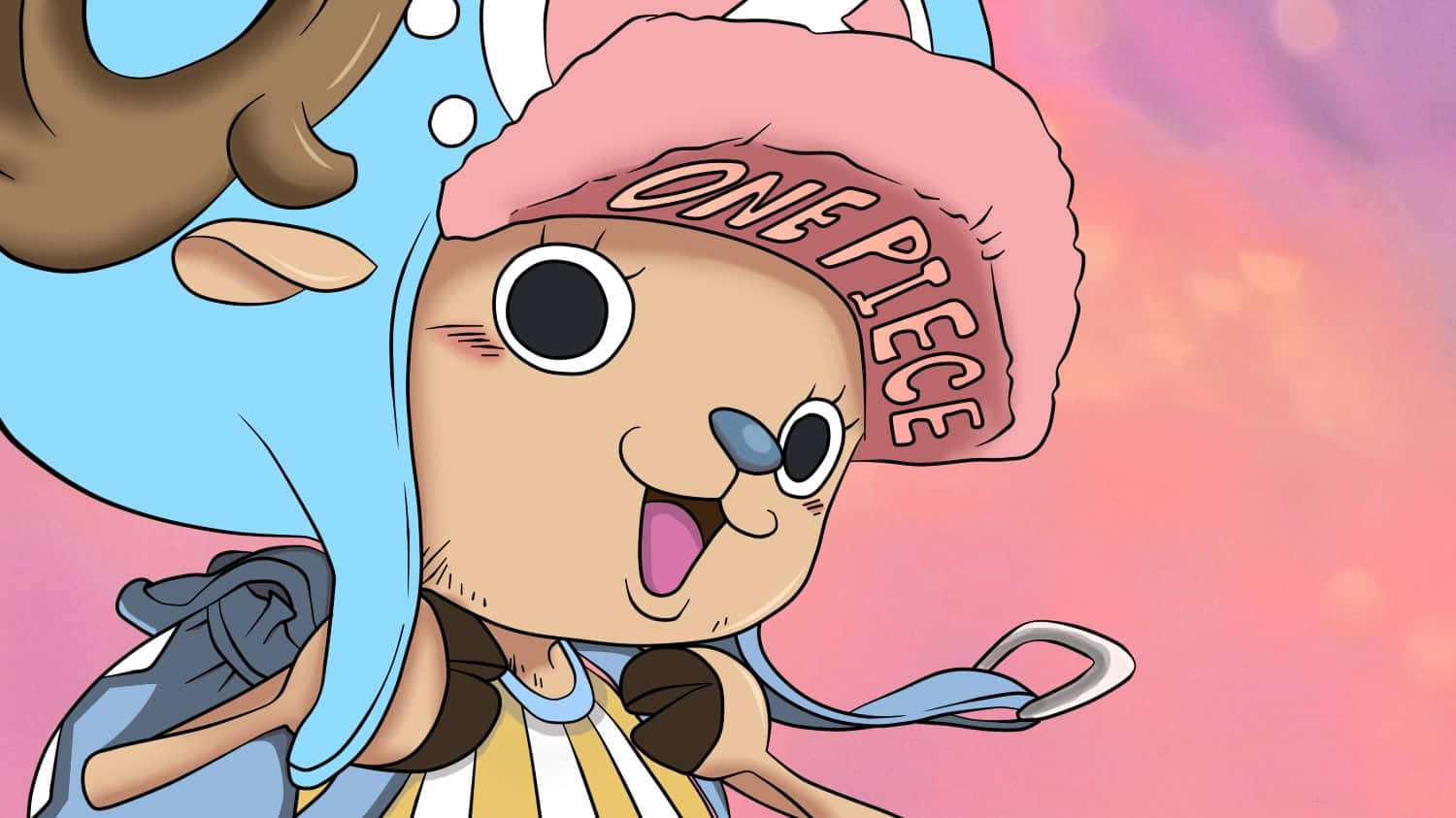 One Piece Chopper, pink hat, blue hair, HD Desktop Wallpaper