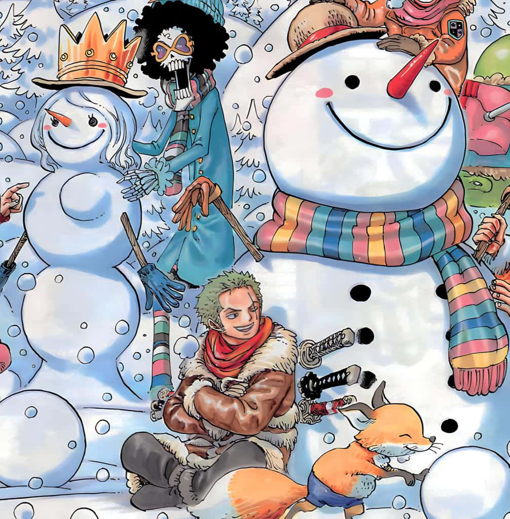 One Piece, Christmas, snowman, SD Phone Wallpaper