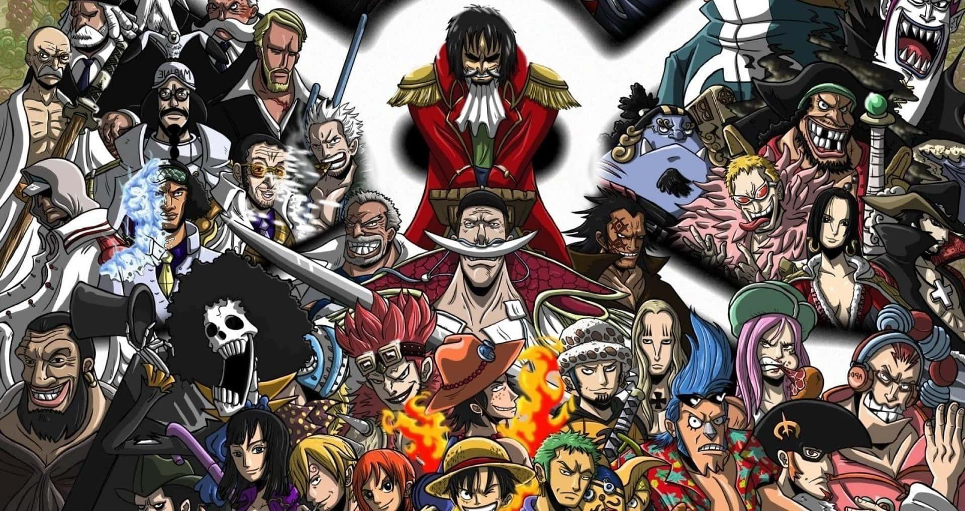 One Piece, anime collage, dozens of One Piece characters, Full HD Desktop Wallpaper