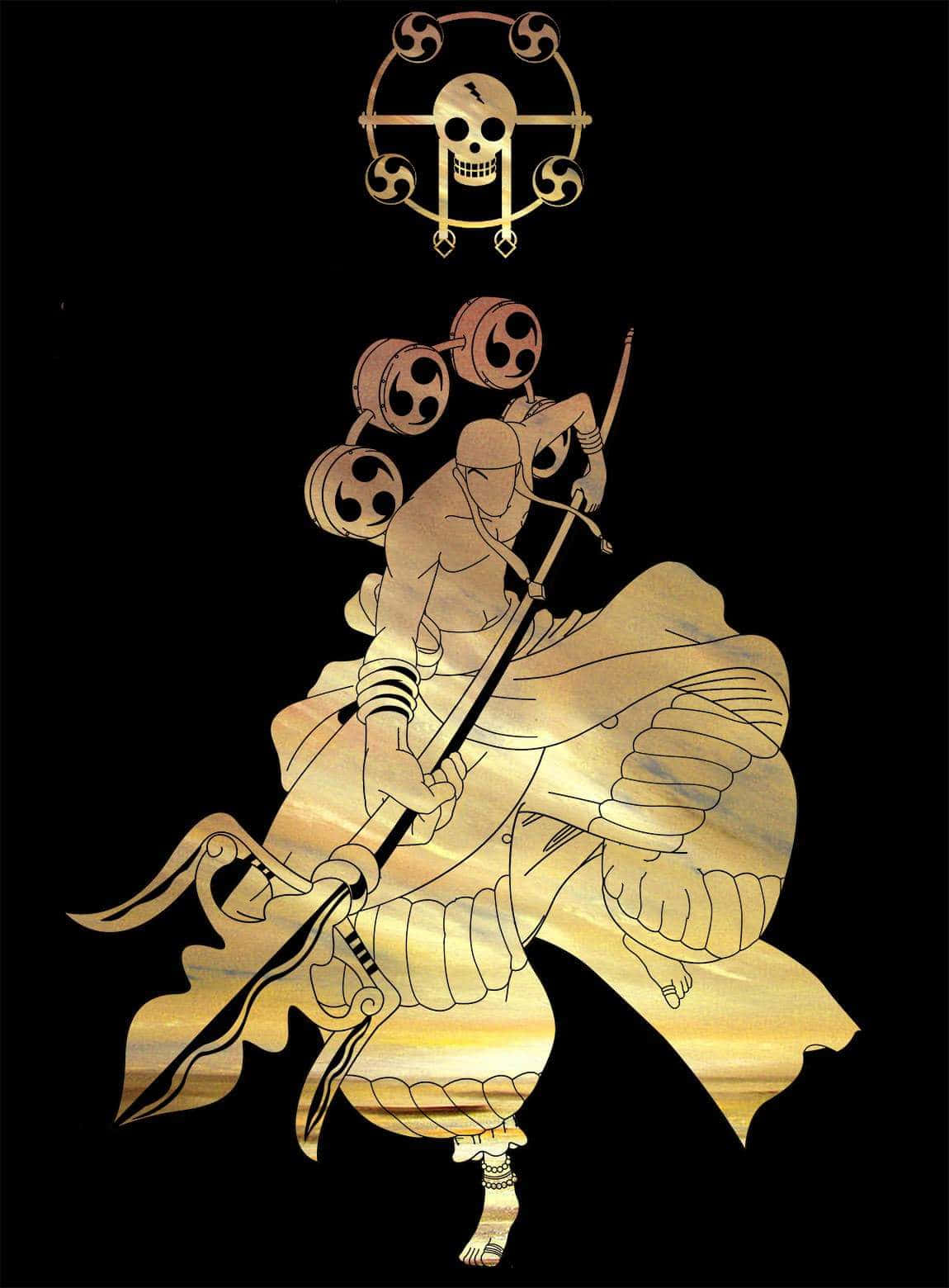 One Piece, Enel, golden silhouette, HD Phone Wallpaper
