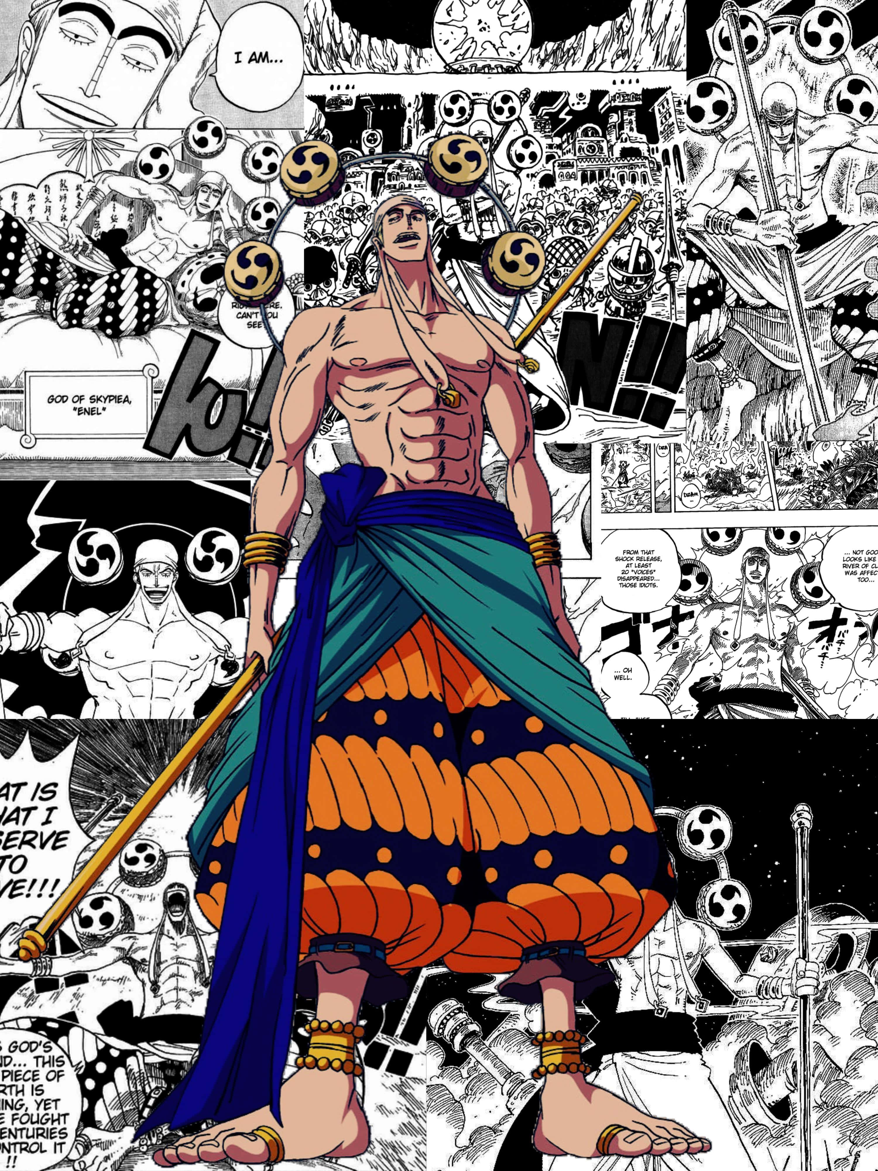 One Piece, Enel, orange and blue attire, 4K Phone Wallpaper