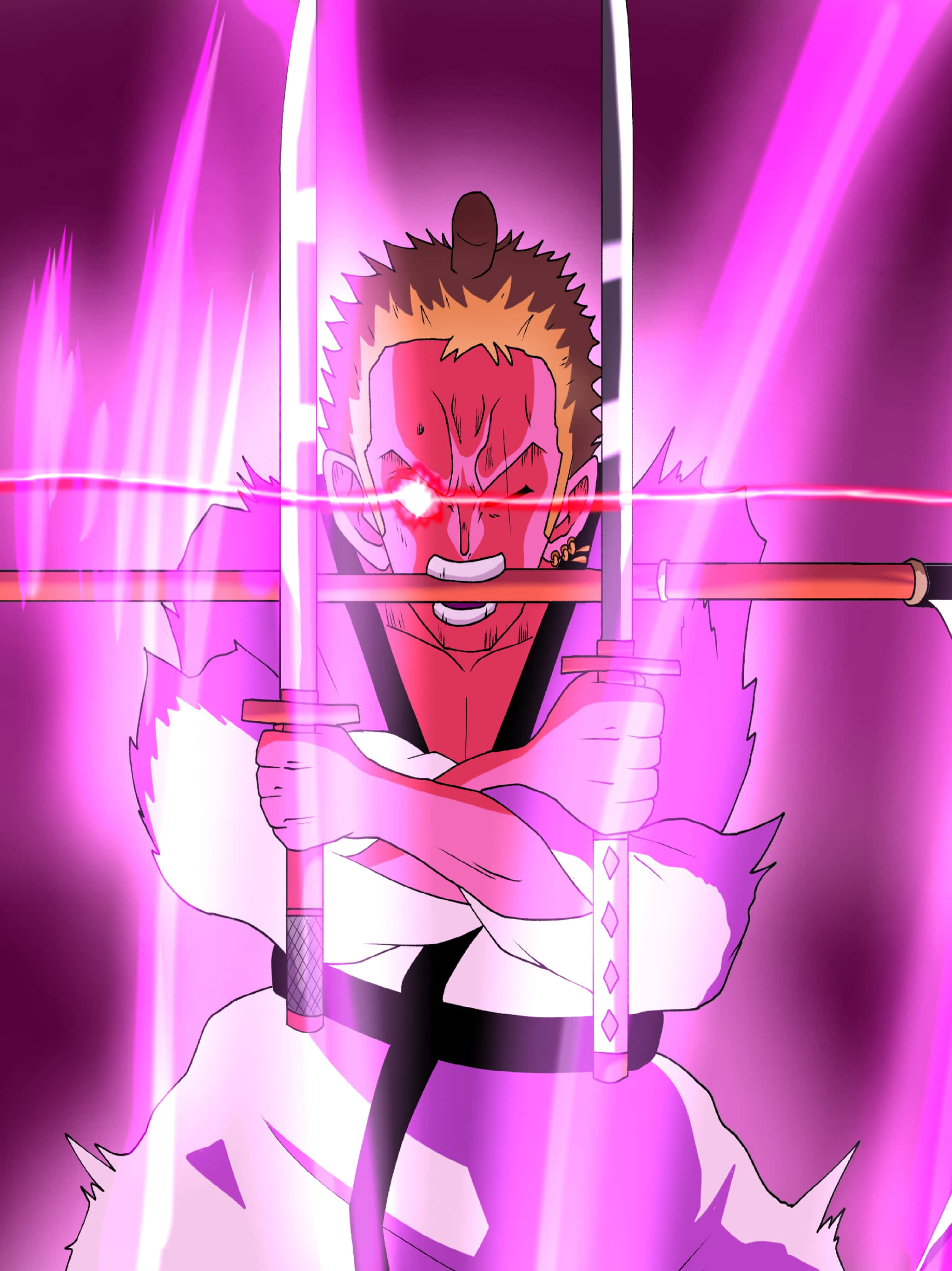 One Piece, swords, glowing red eyes, 2K Phone Wallpaper