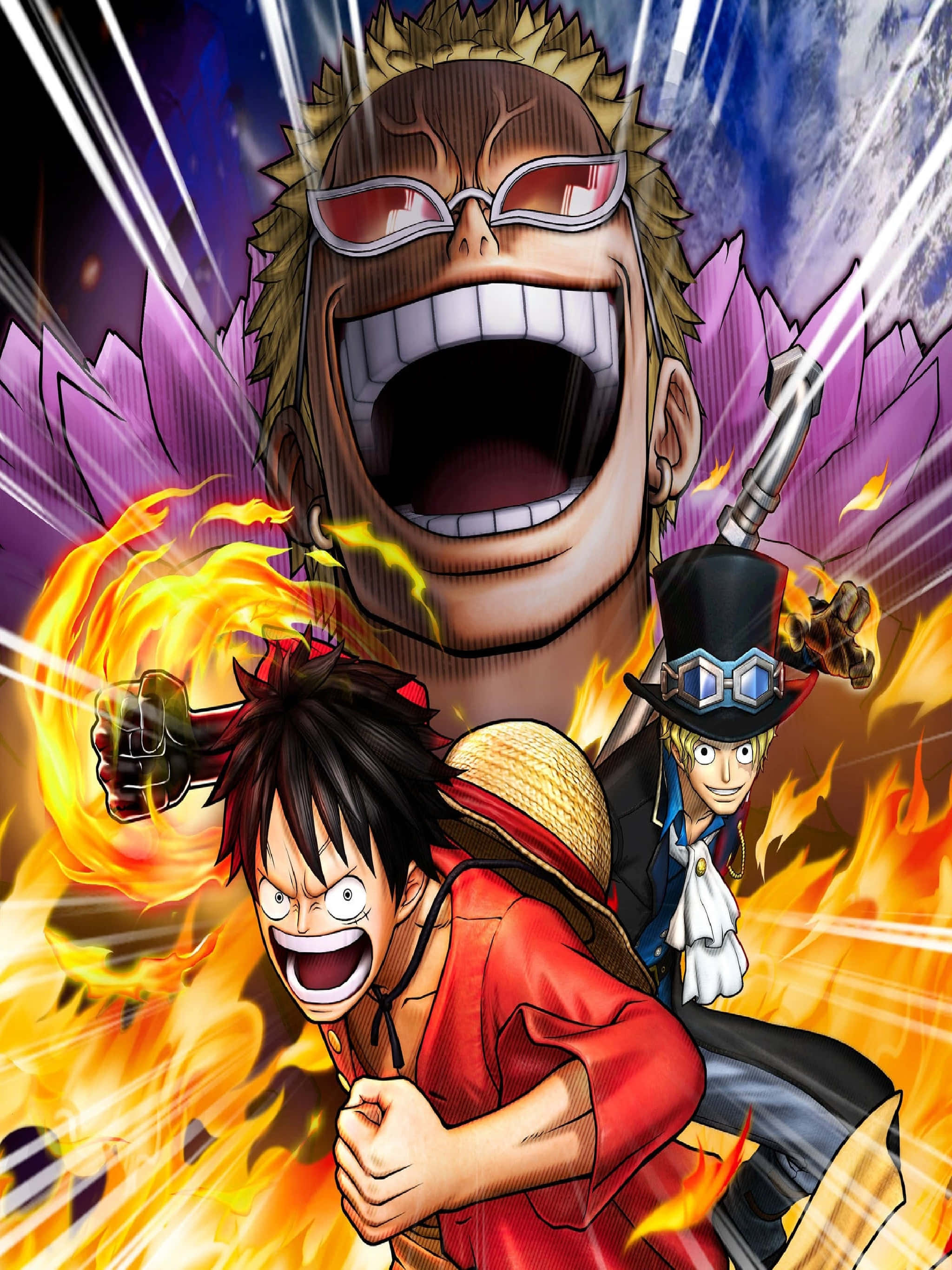 One Piece, anime, giant with spiky hair and red glasses, 2K Phone Wallpaper