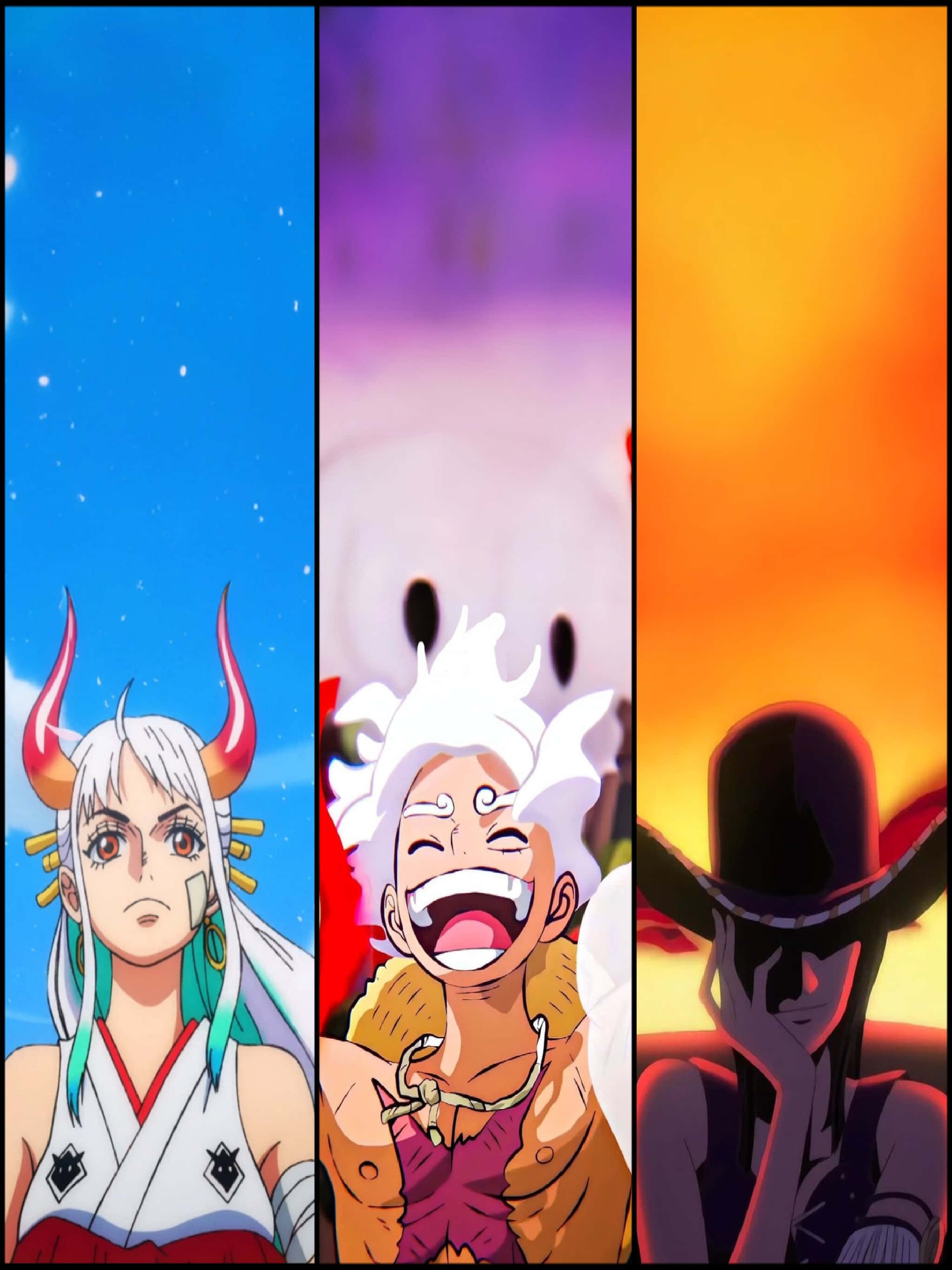 One Piece, characters, triptych, 2K Phone Wallpaper