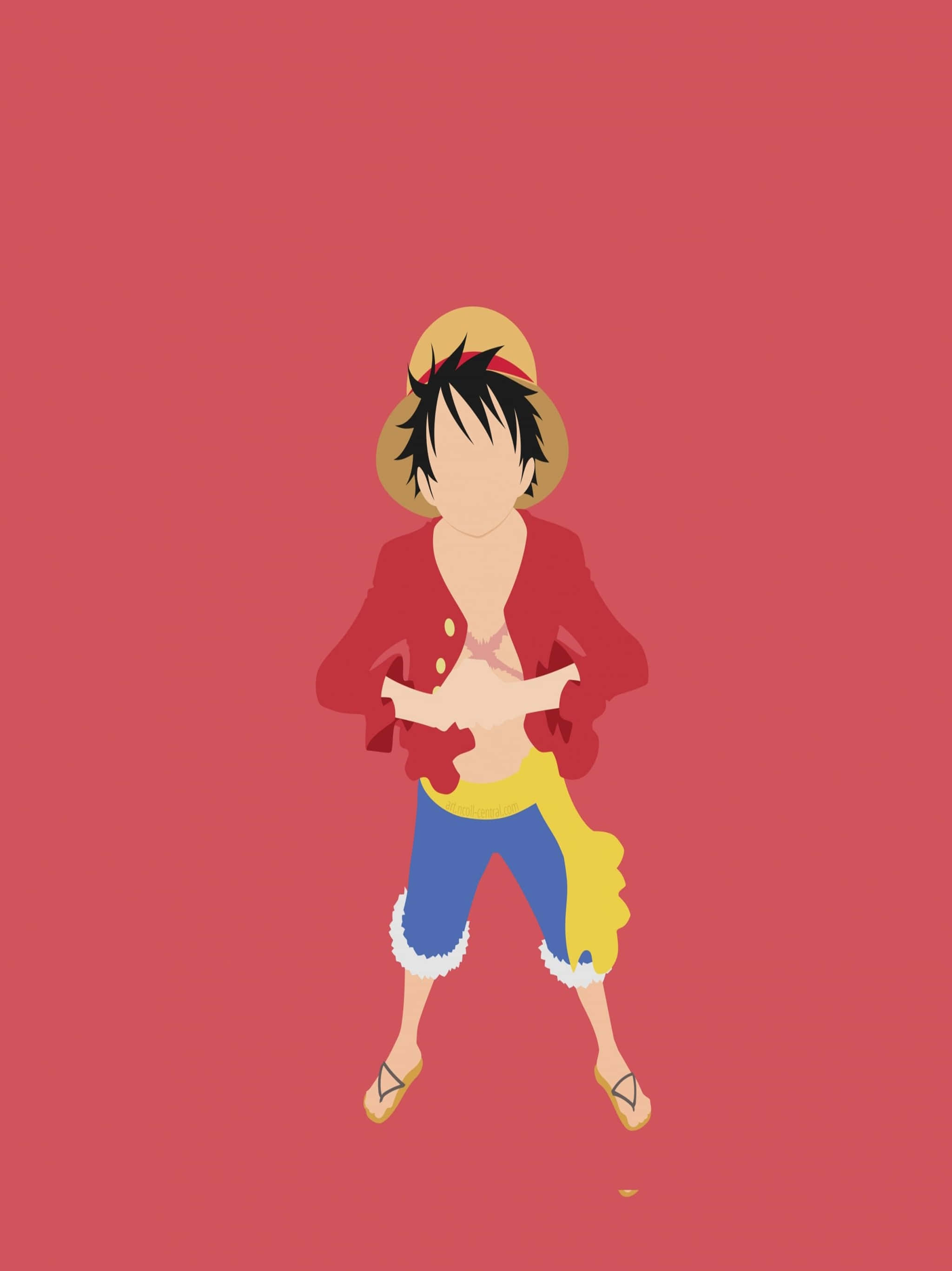 One Piece, straw hat, red jacket, 2K Phone Wallpaper
