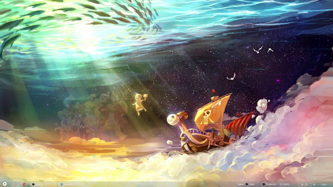 One Piece Live, pirate ship, surreal underwater realm, HD Desktop Wallpaper