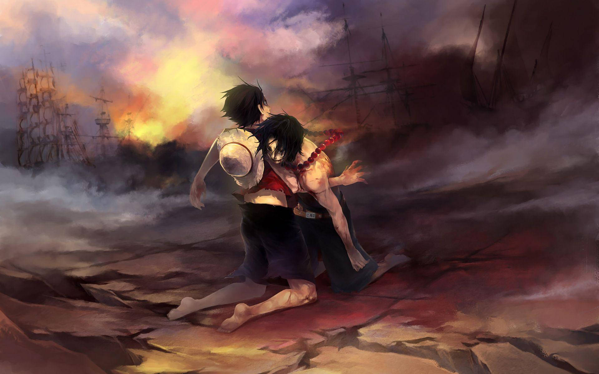 One Piece Live, anime figures, rocky shore, Full HD Desktop Wallpaper
