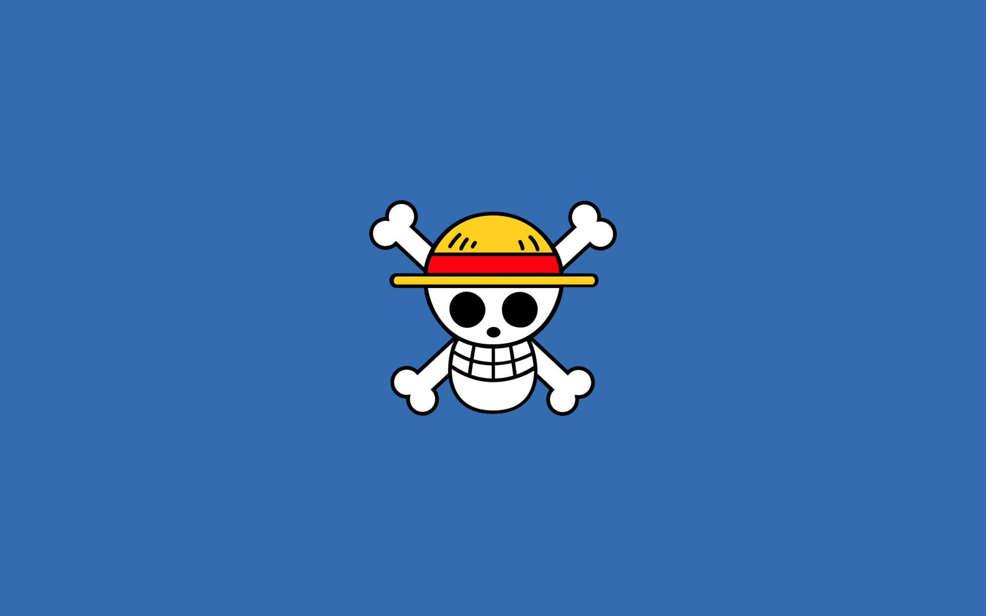 One Piece Logo, blue, cartoon skull, Full HD Desktop Wallpaper