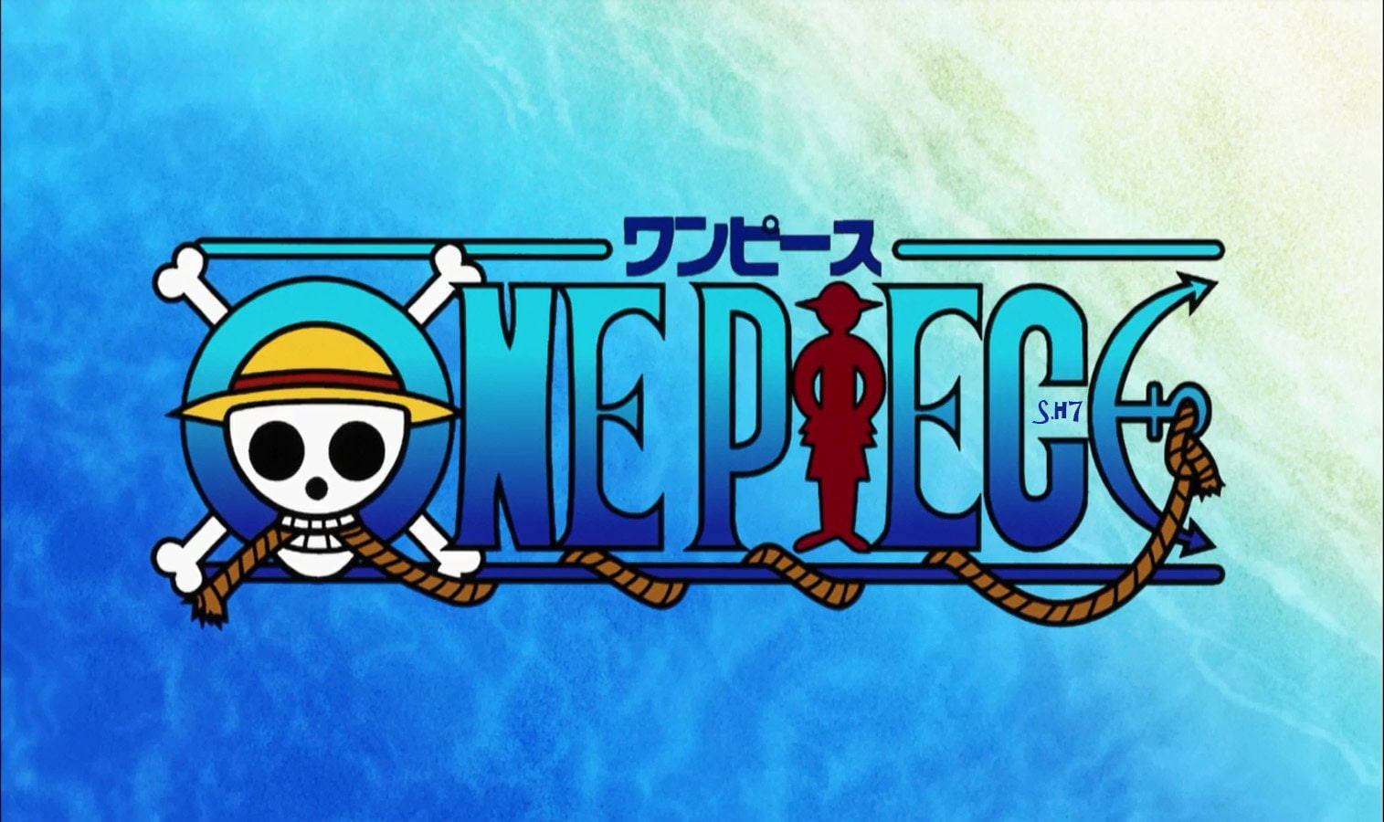 One Piece Logo, skull in a straw hat, bones and rope, HD Desktop Wallpaper