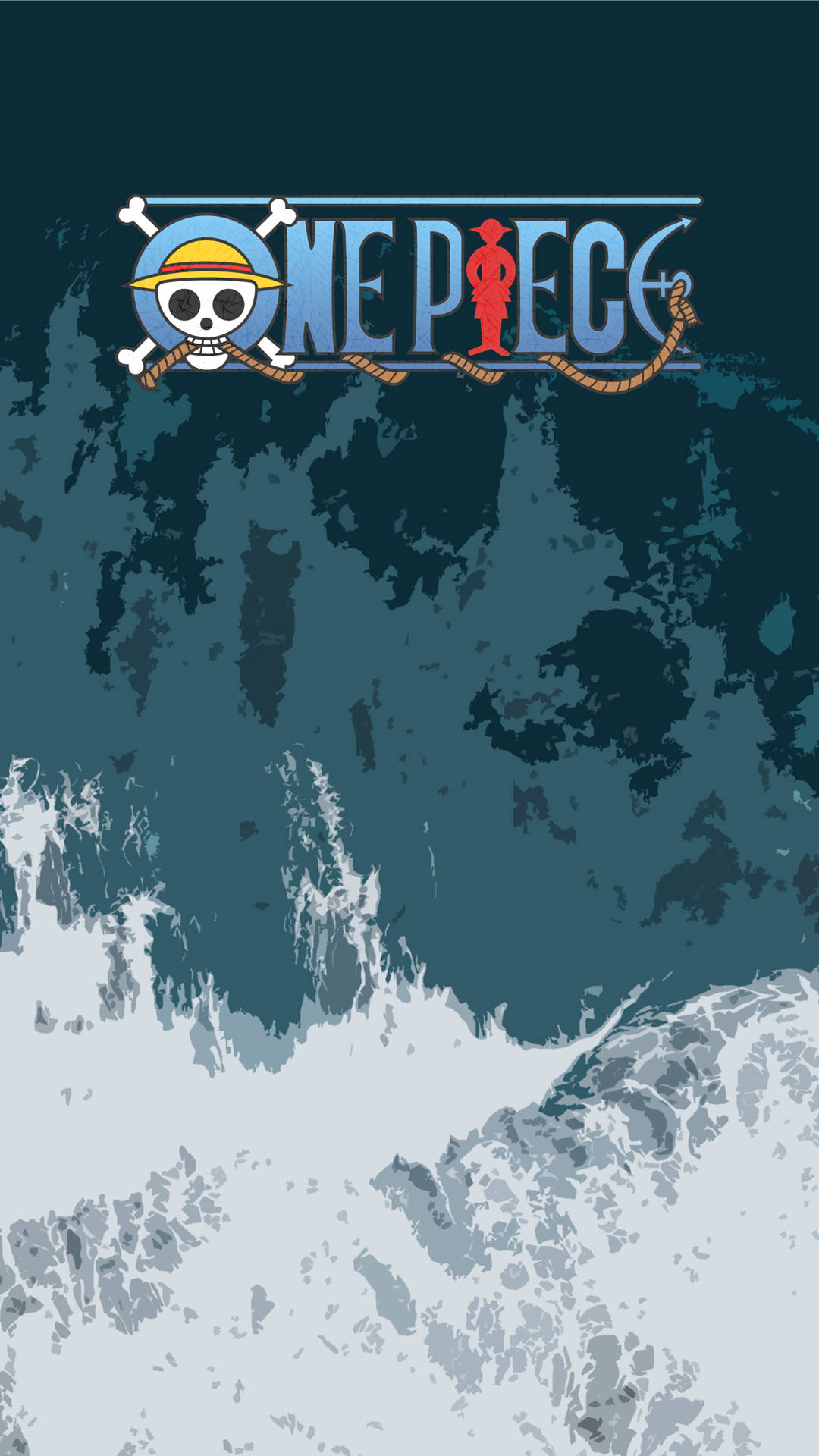 One Piece Logo, ocean, crashing ocean waves, Full HD Phone Wallpaper