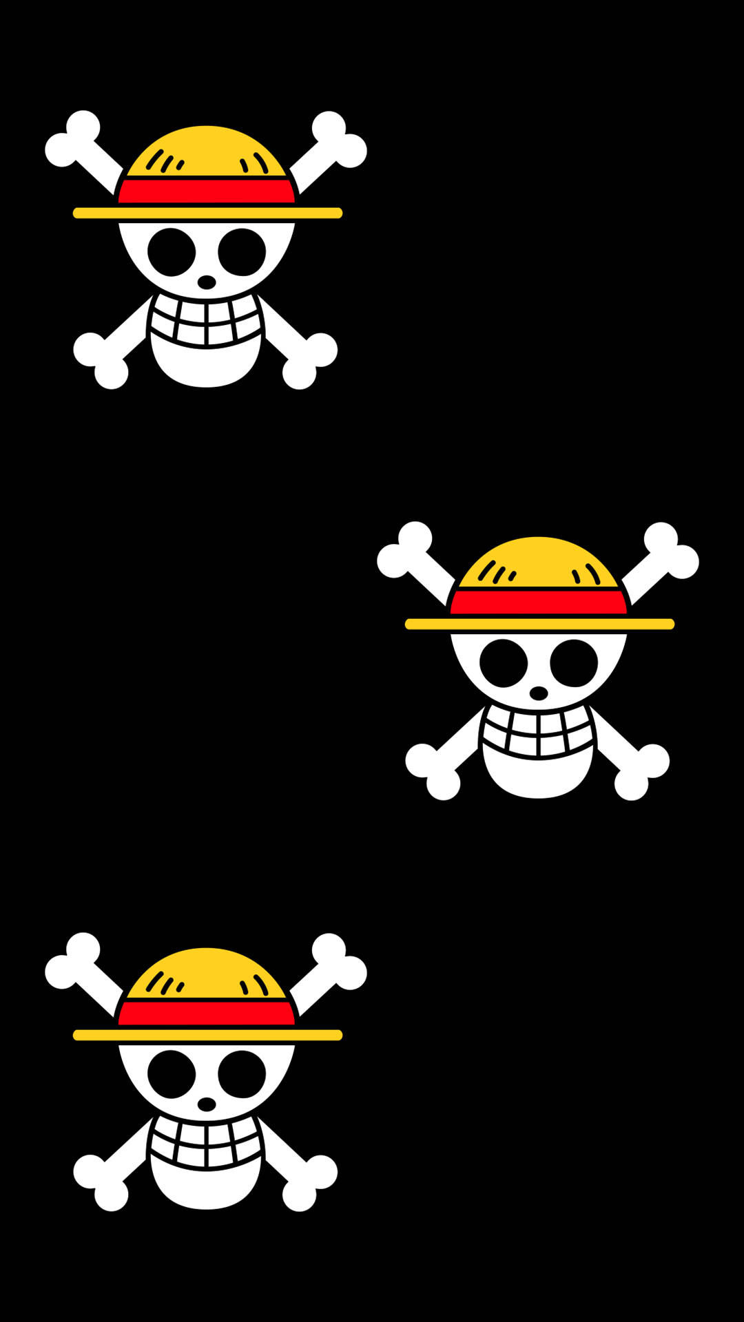 One Piece Logo, white skull and crossbones logos, yellow hats, Full HD Phone Wallpaper