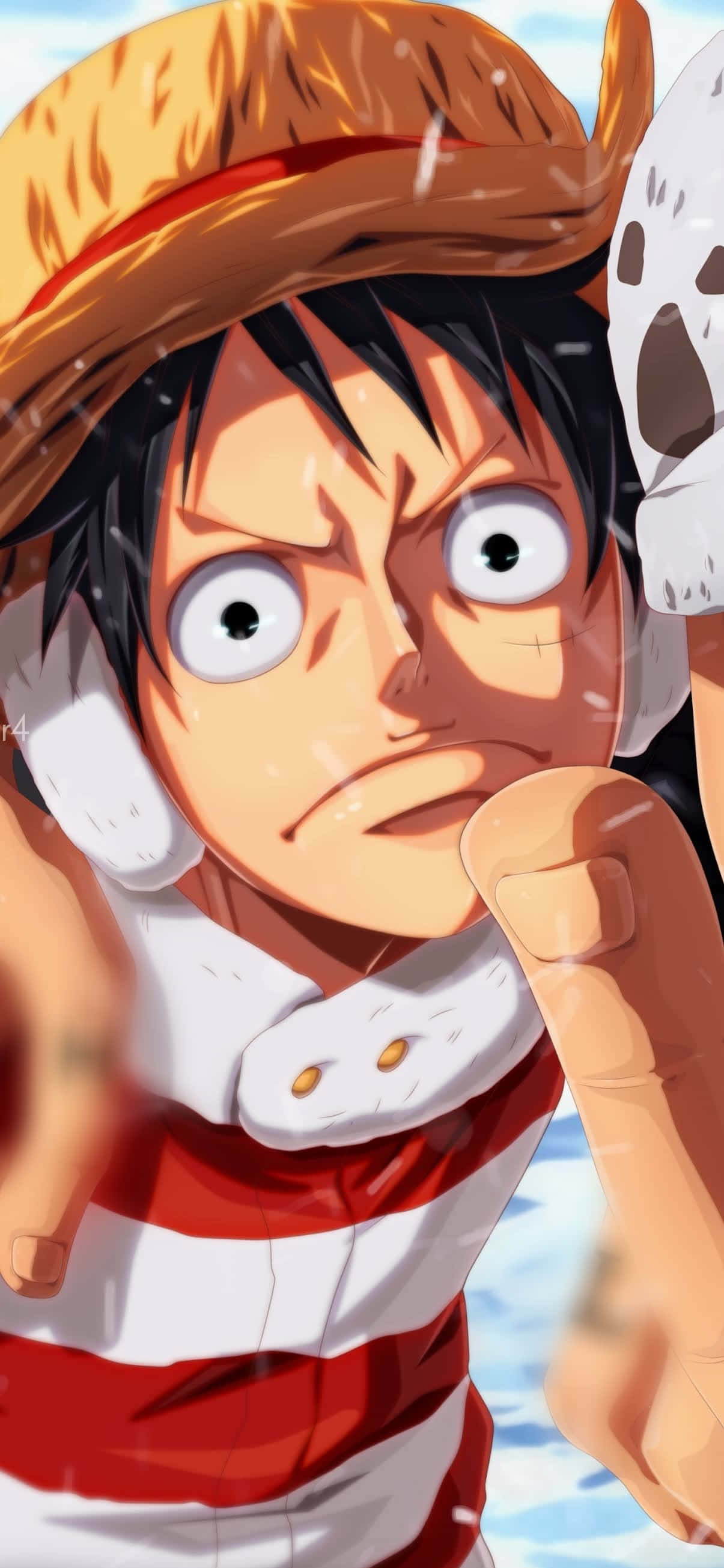 Luffy, straw hat, black hair, 2K Phone Wallpaper