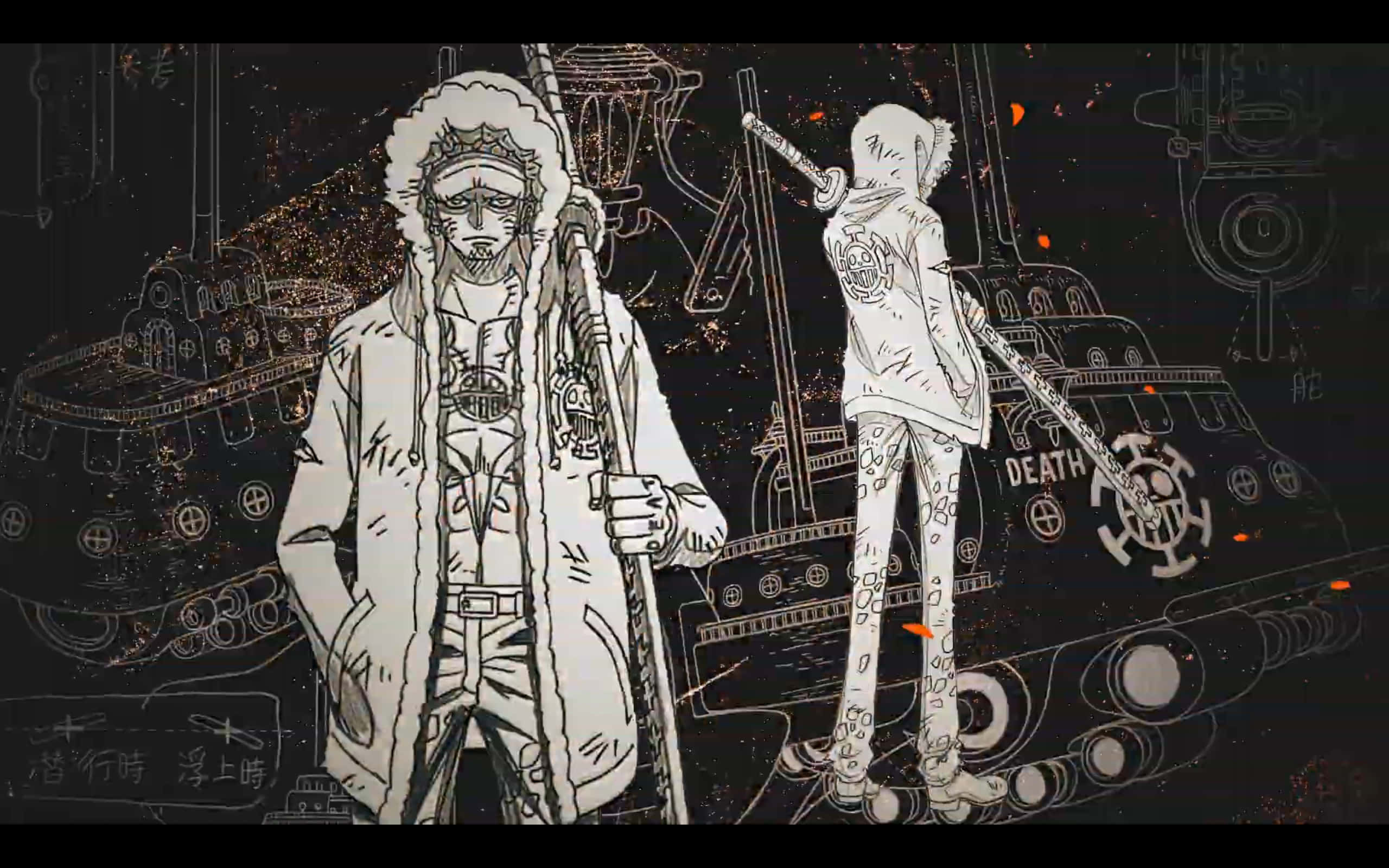 One Piece Stampede, white hooded coats, dark ship, 2K Desktop Wallpaper
