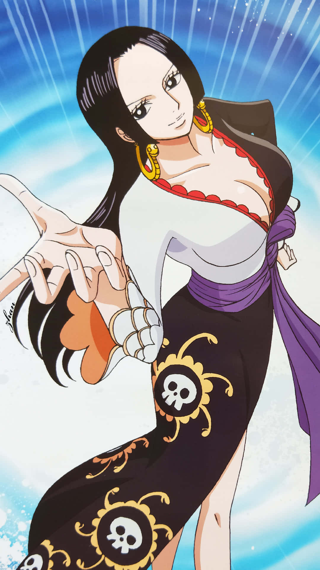 One Piece Stampede, anime woman, long black hair, Full HD Phone Wallpaper