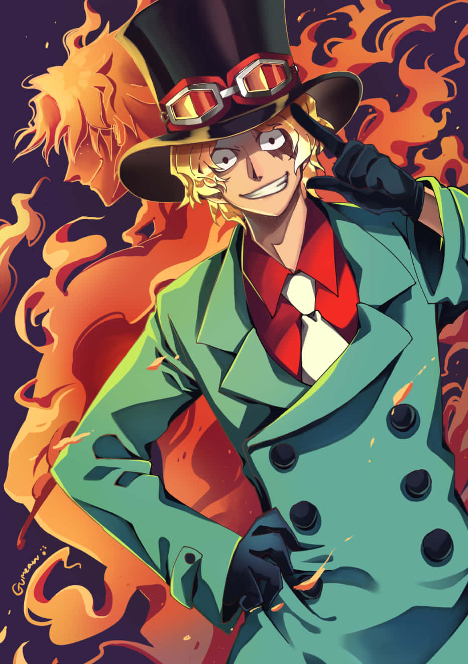 One Piece Stampede, fiery-haired anime character, green coat, HD Phone Wallpaper