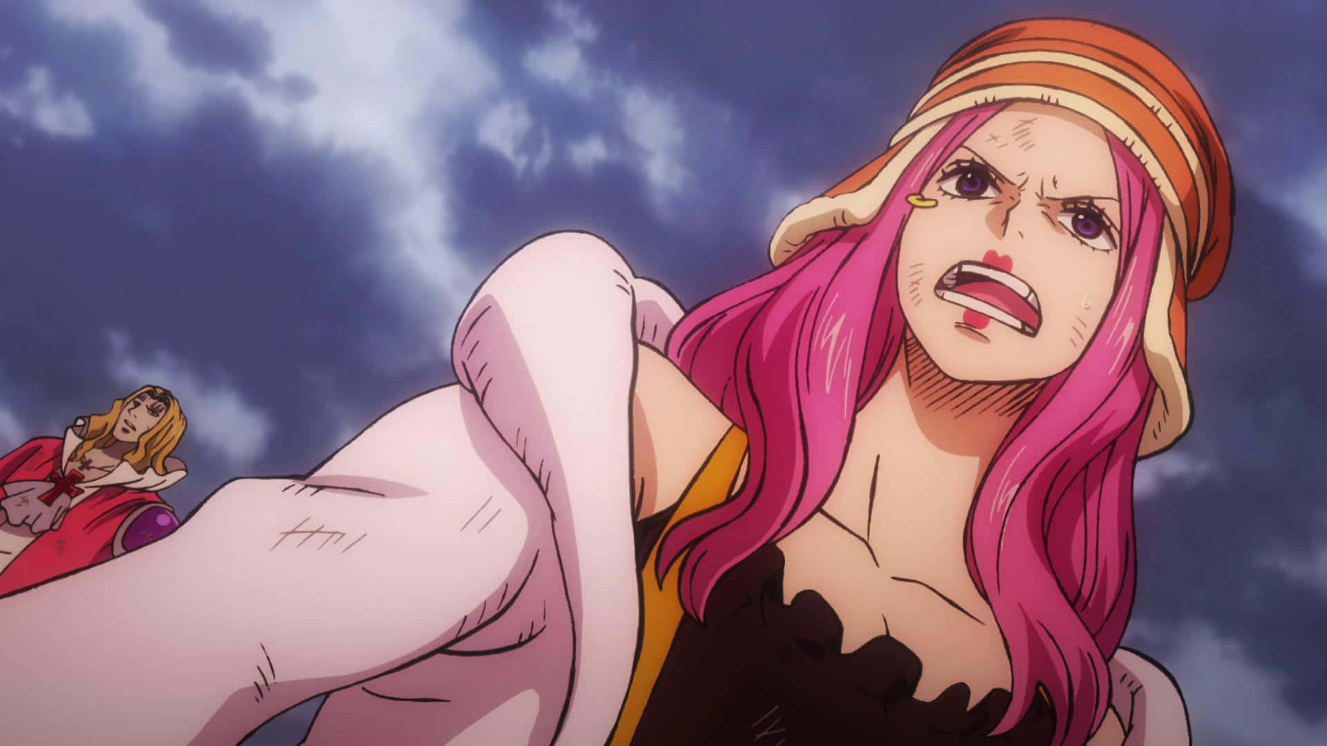 One Piece Stampede, pink-haired anime woman, orange hat, Full HD Desktop Wallpaper