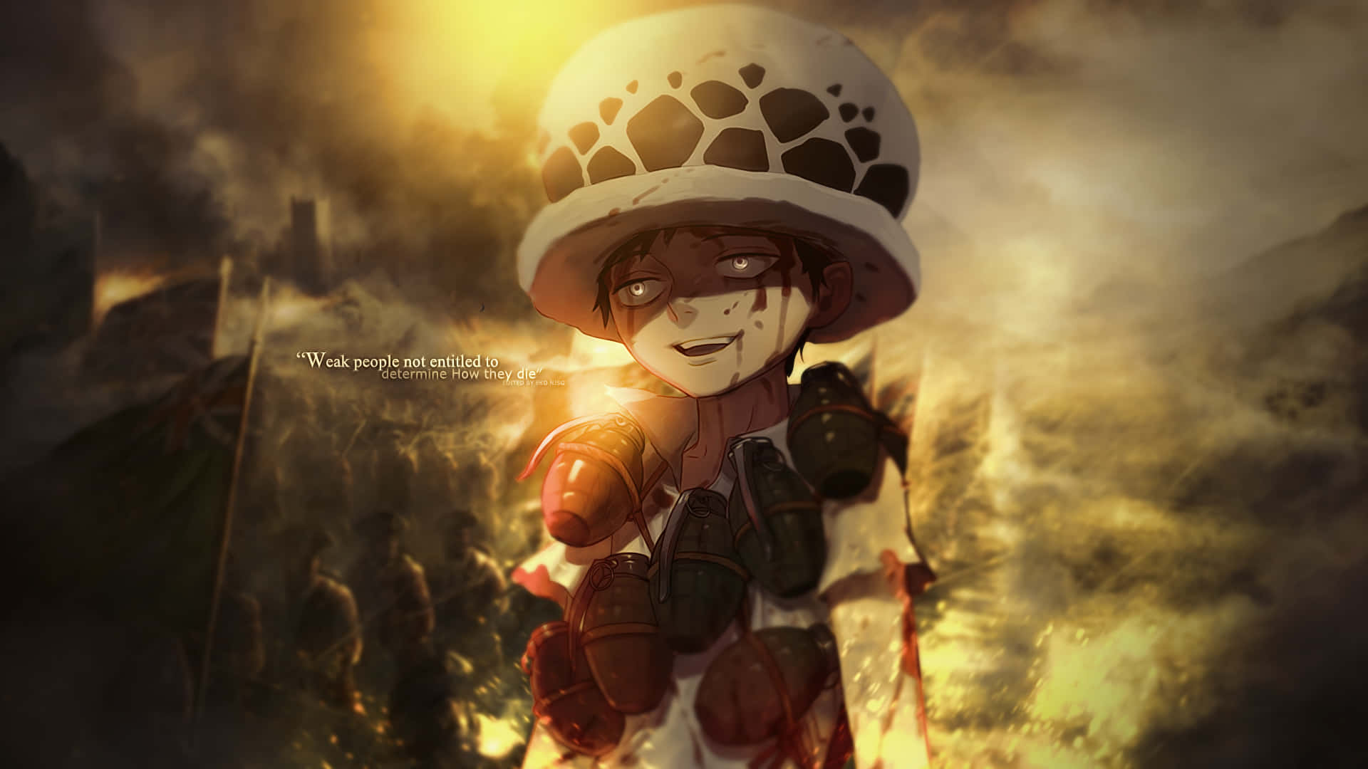 One Piece, Trafalgar Law, turtle shell helmet, Full HD Desktop Wallpaper