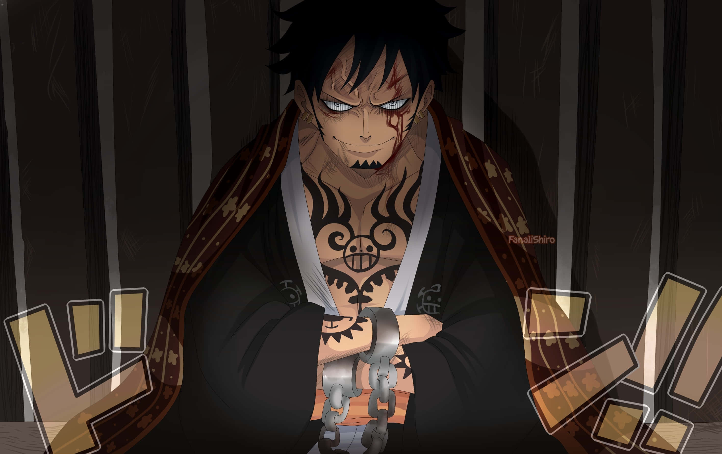 One Piece, Trafalgar Law, black hair, 2K Desktop Wallpaper