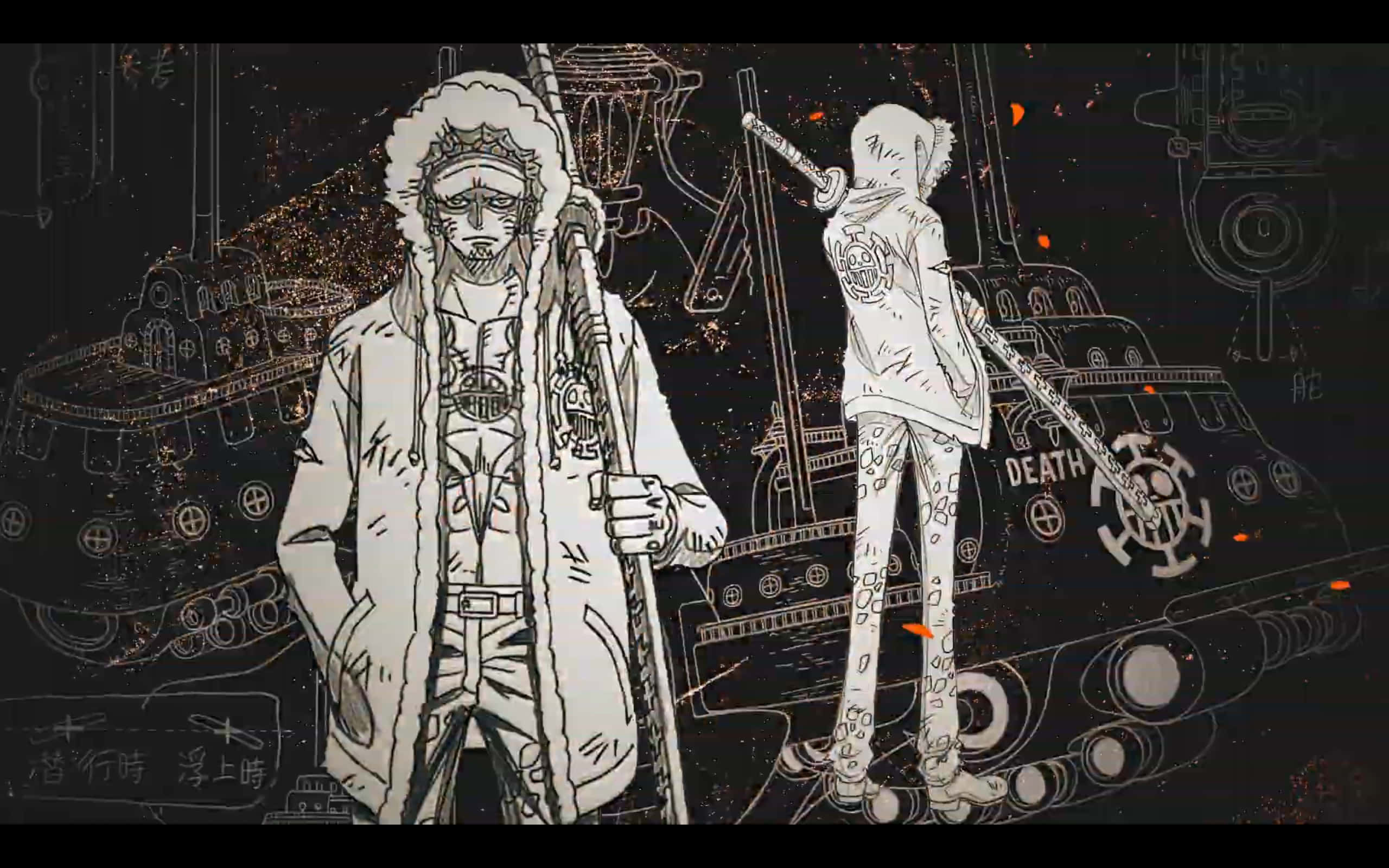 One Piece, Trafalgar Law, white hooded coats, 2K Desktop Wallpaper