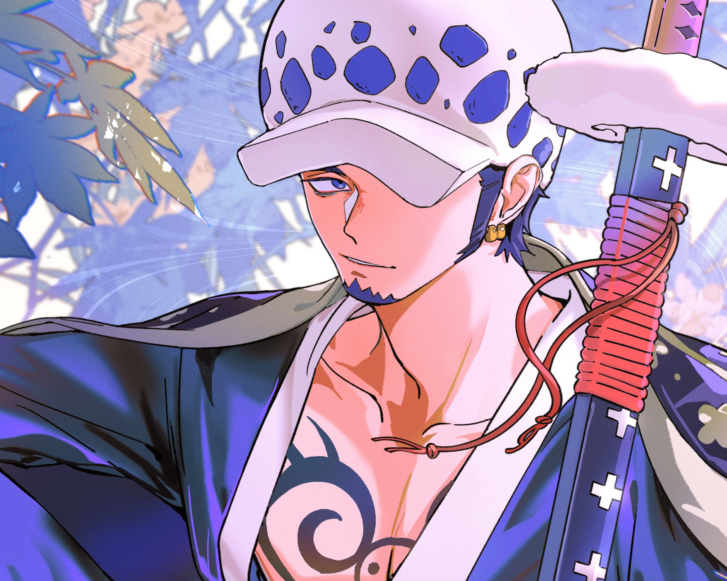 Trafalgar Law, One Piece, blue and white outfit, Full HD Desktop Wallpaper