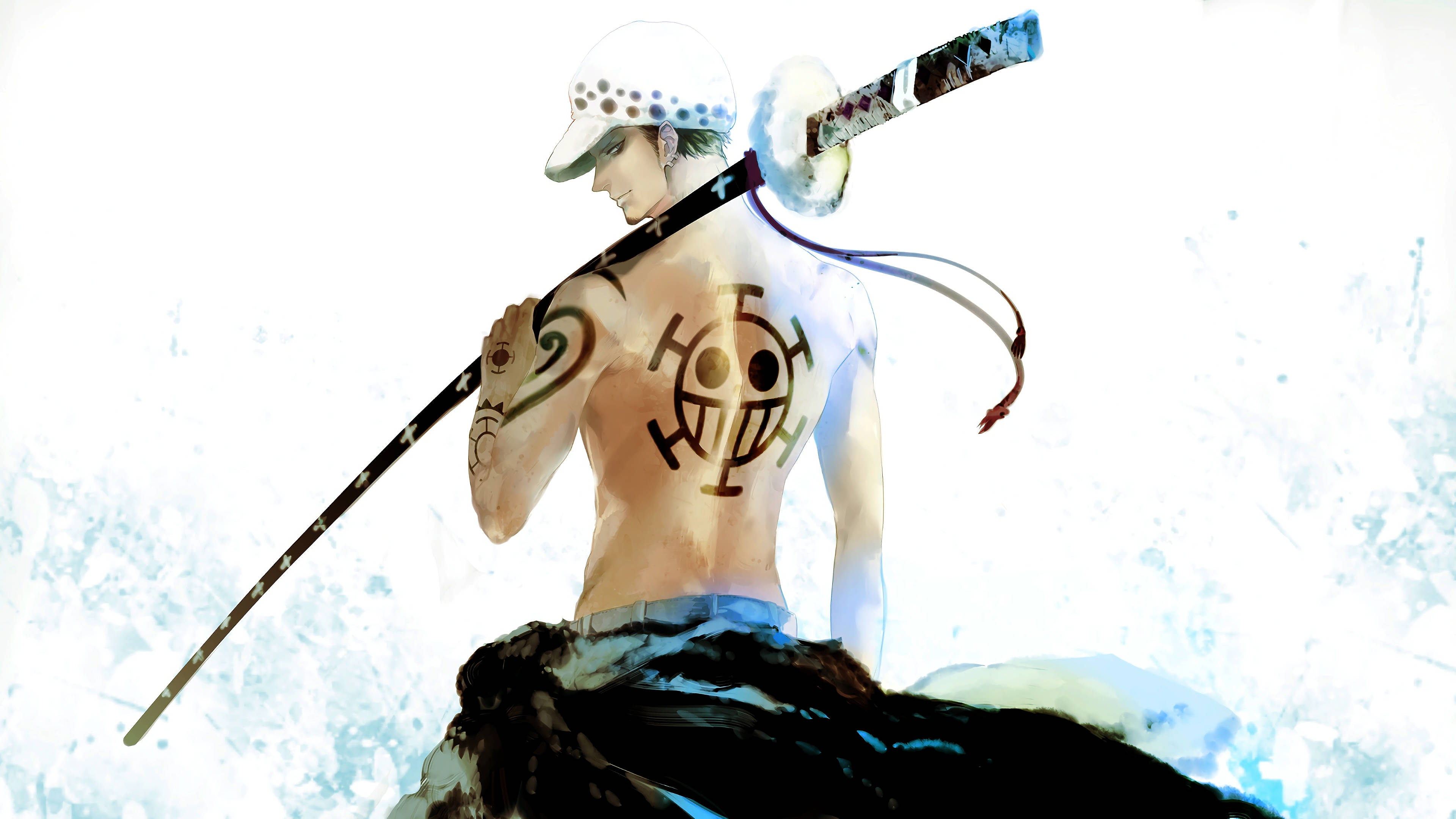 Trafalgar Law, One Piece, skull tattoo, 4K Desktop Wallpaper