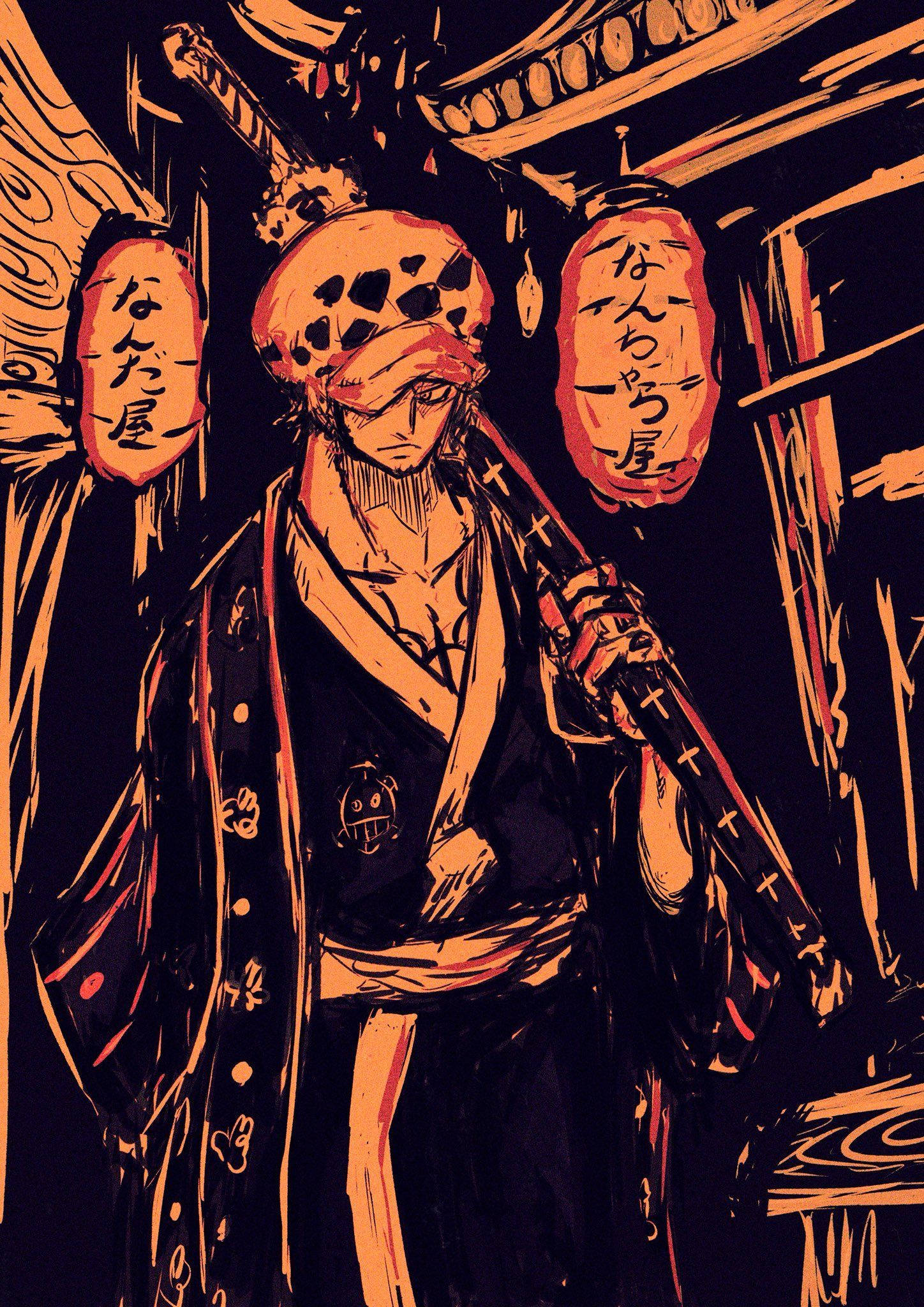 Trafalgar Law, straw hat, sword, Full HD Phone Wallpaper