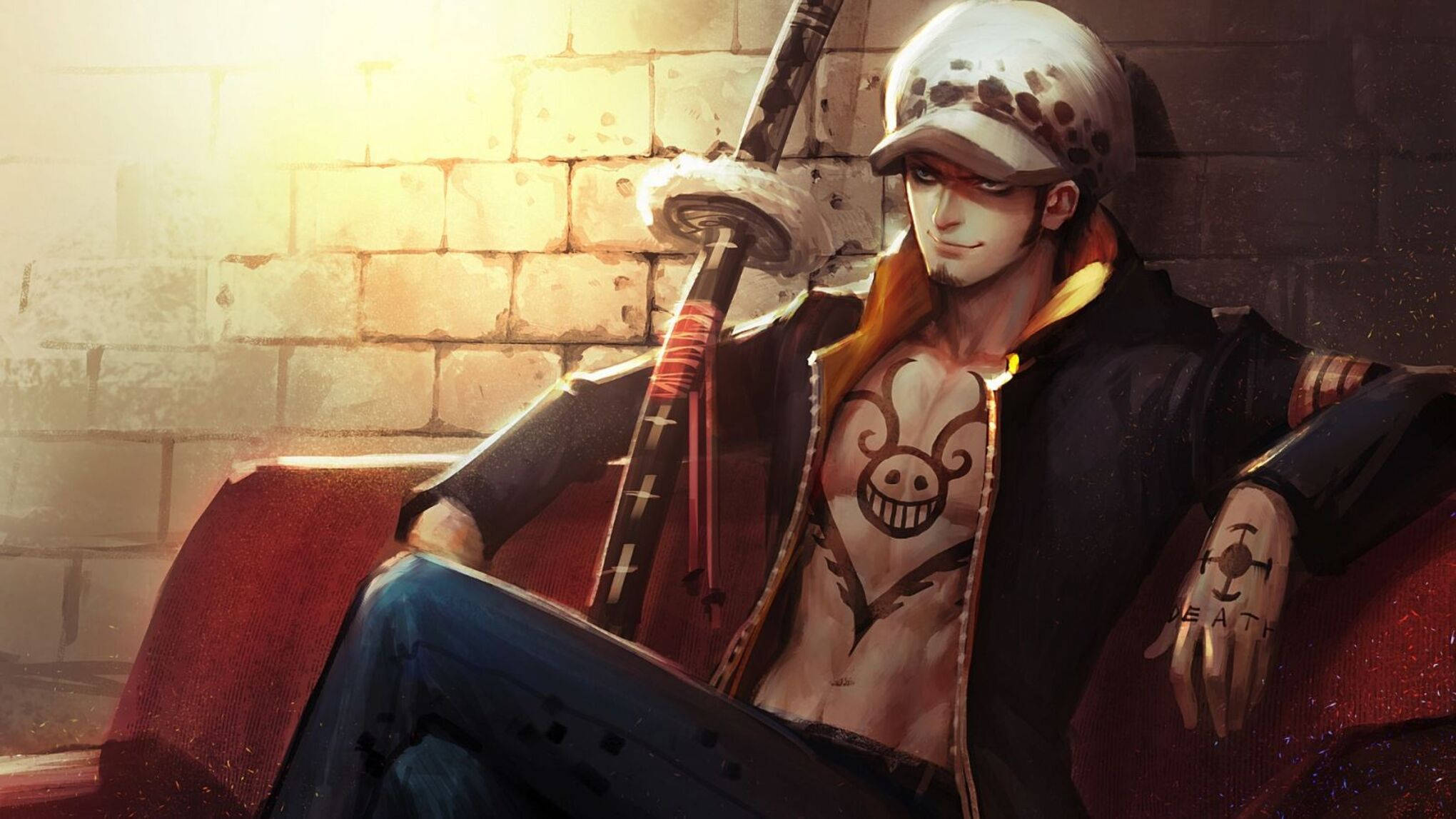 Trafalgar Law, One Piece, skull tattoo, Full HD Desktop Wallpaper