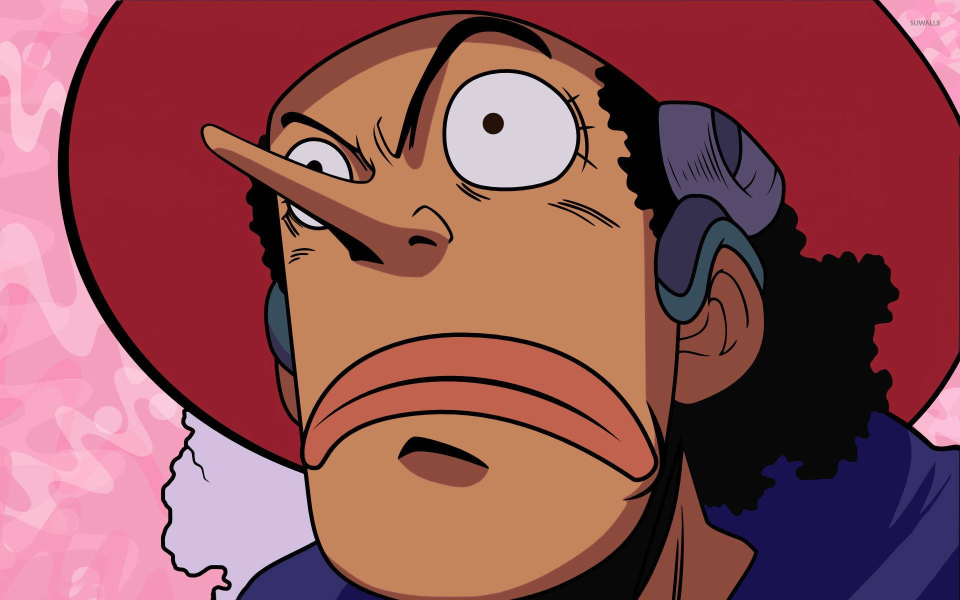One Piece Usopp, red hat, long nose, Full HD Desktop Wallpaper