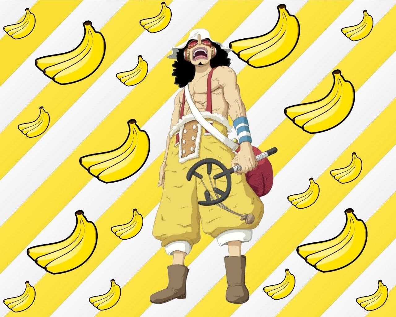 One Piece Usopp, banana-themed outfit, falling bananas, HD Desktop Wallpaper