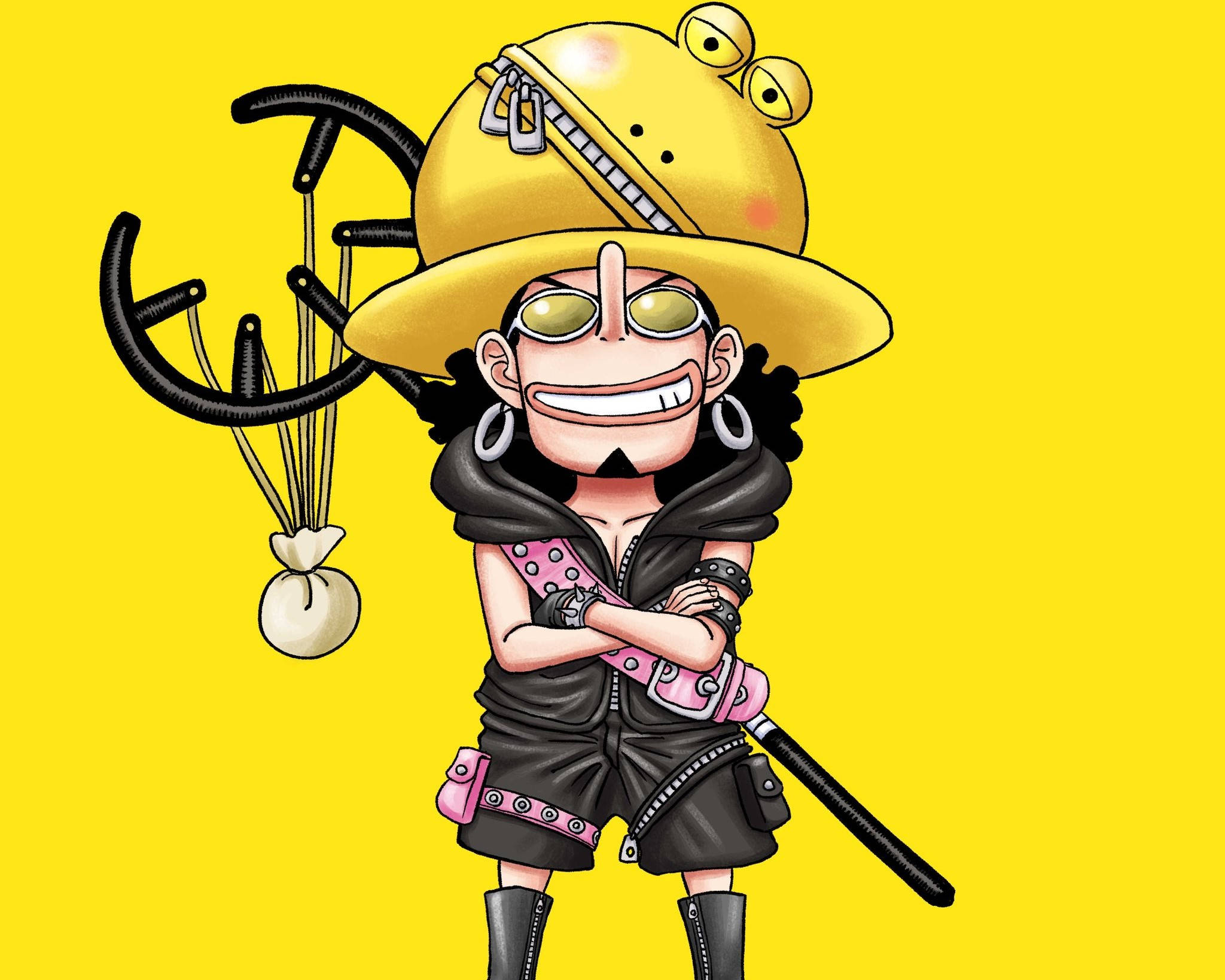 One Piece, Usopp, yellow hat, Full HD Desktop Wallpaper