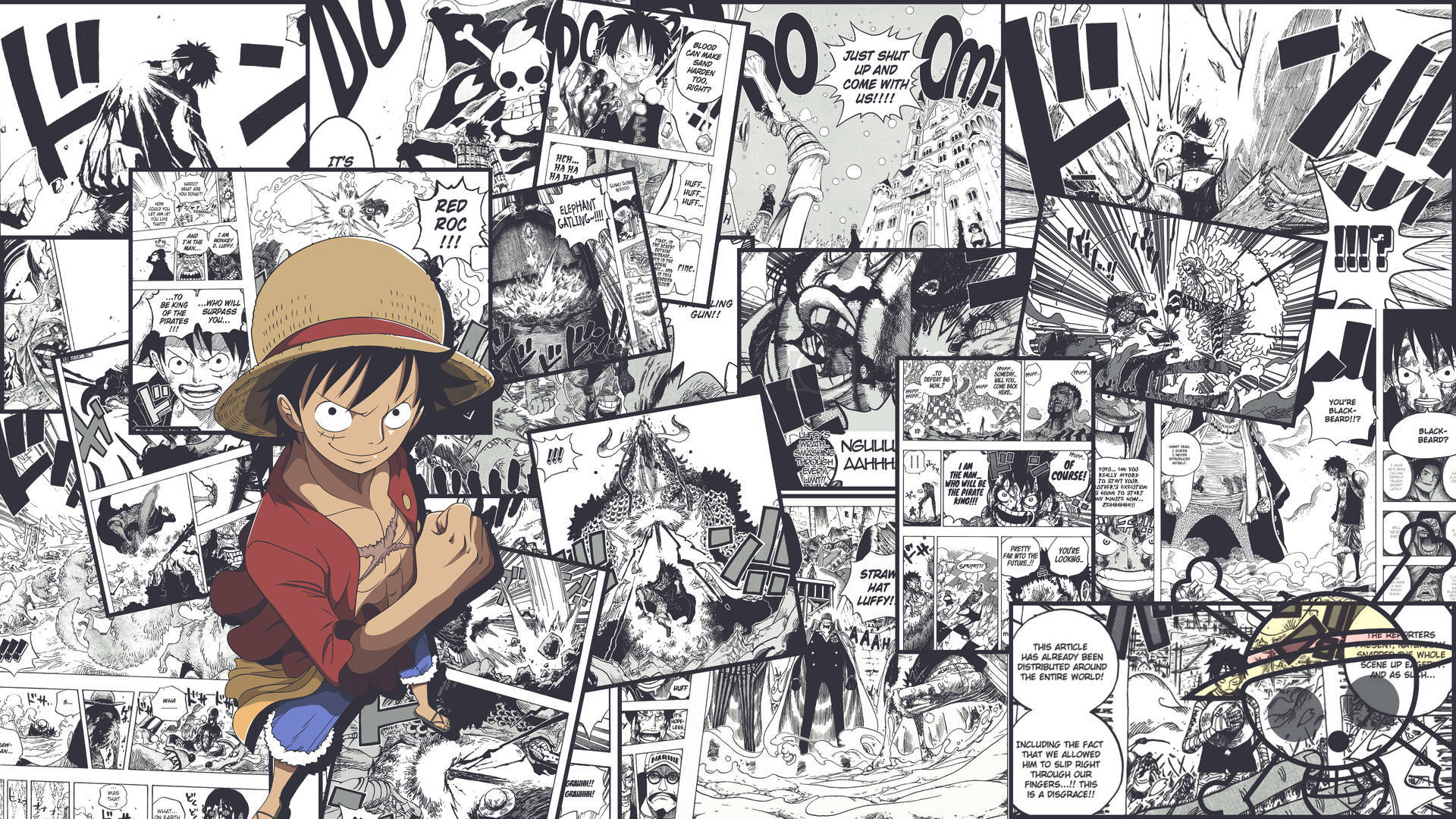 One Piece, straw hat, manga collage, Full HD Desktop Wallpaper