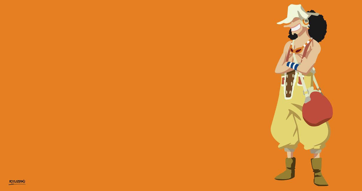 One Piece Usopp, dark curly hair, white hat, SD Desktop Wallpaper